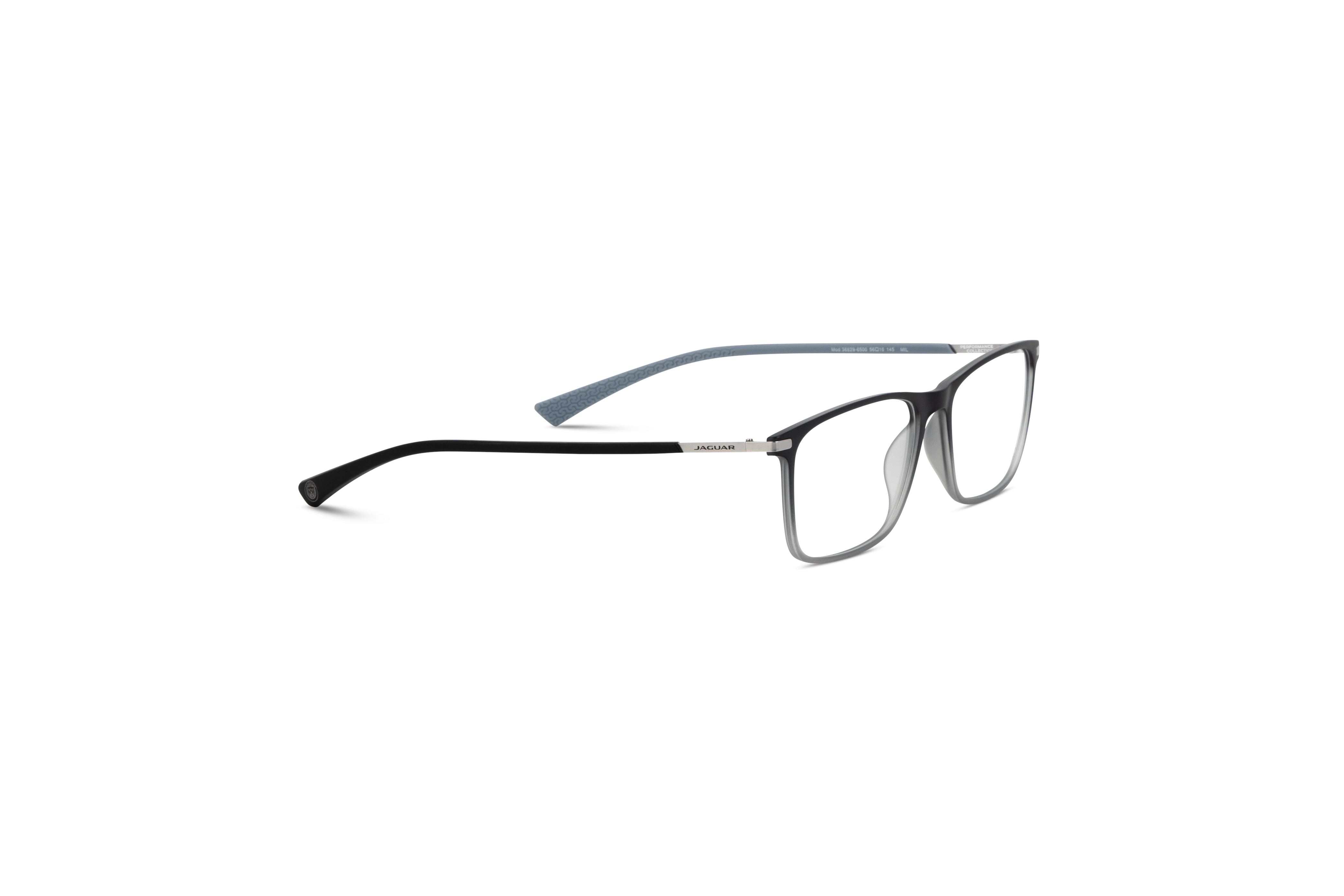 Die Brille Jaguar 36829 in Schwarz mit Seitenansicht.
