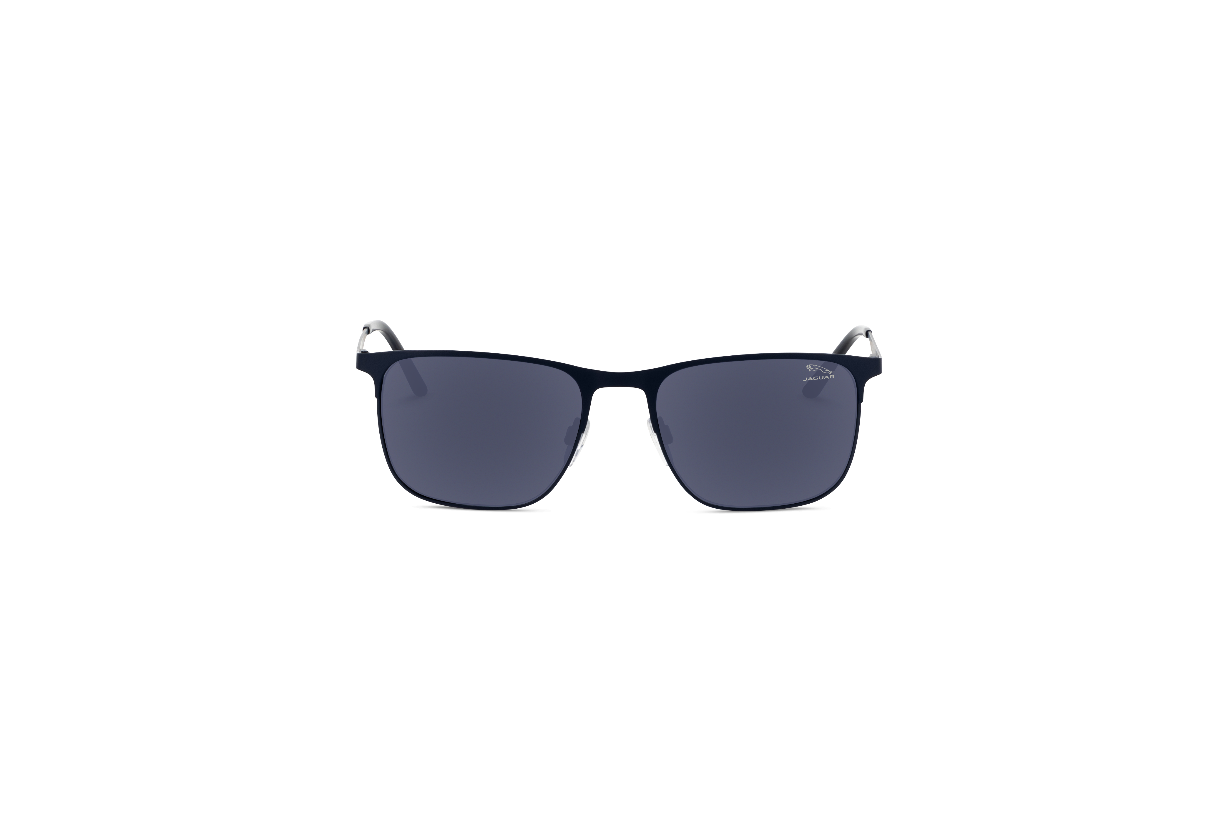 Die Sonnenbrille Jaguar 37510 in Blau auf weißem Hintergrund in Frontalansicht.