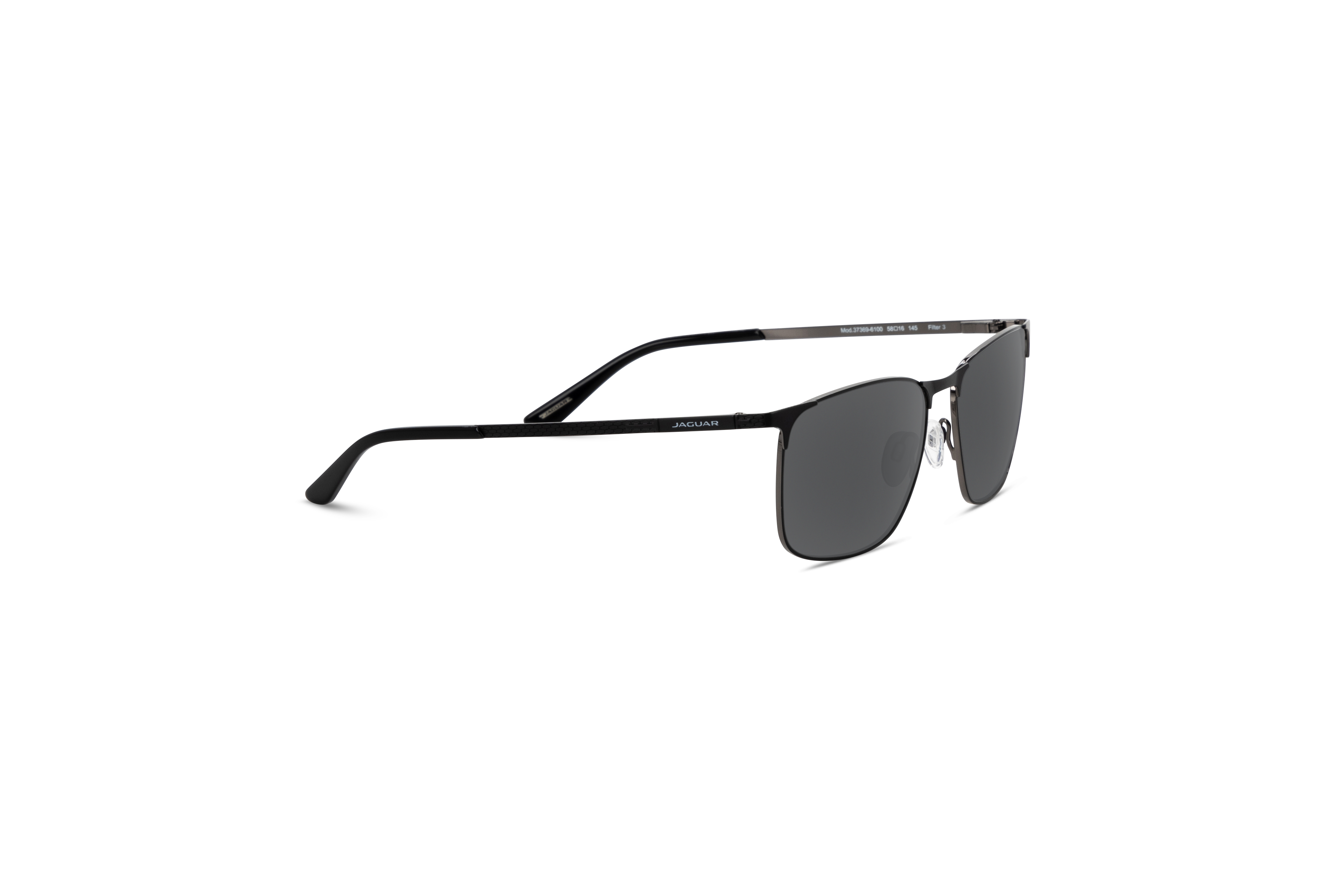 Die Sonnenbrille Jaguar 37369 in Schwarz mit Seitenansicht.
