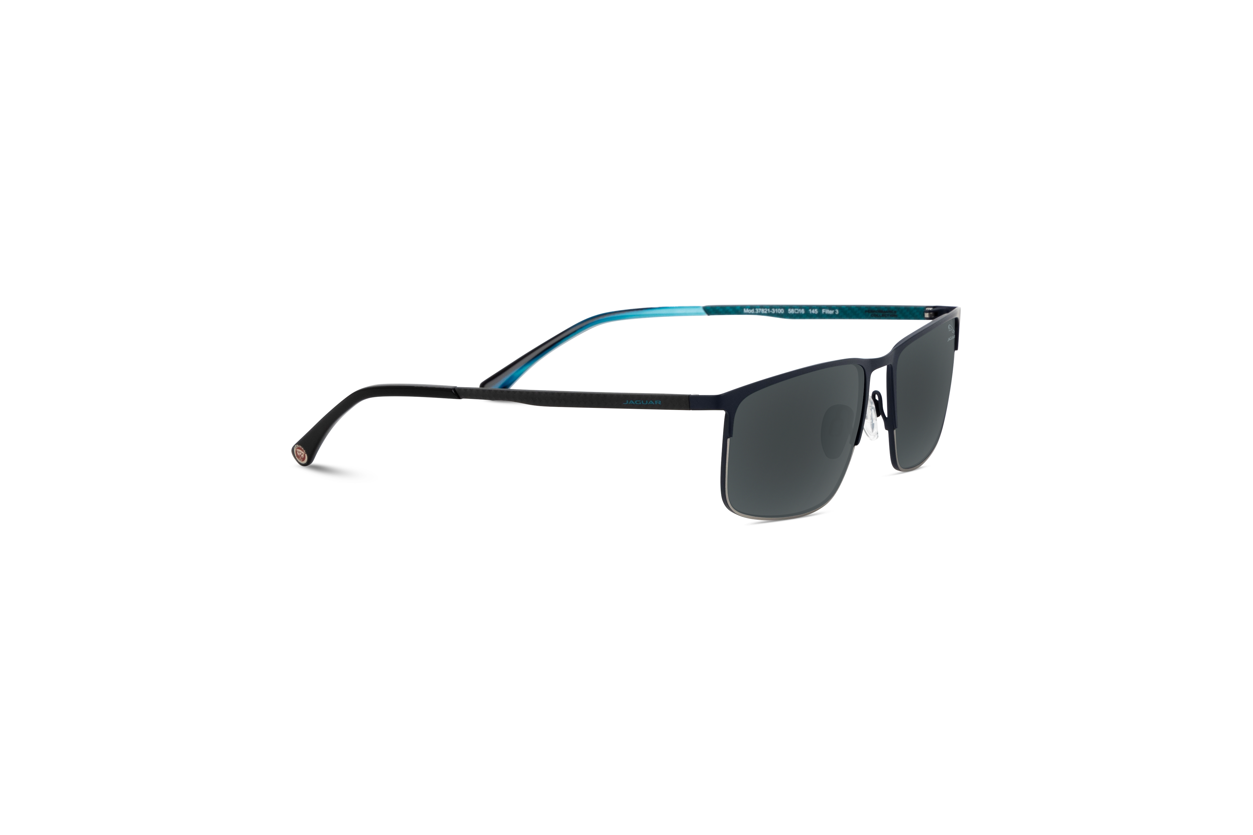 Die Sonnenbrille Jaguar 37821 in Blau mit Seitenansicht.