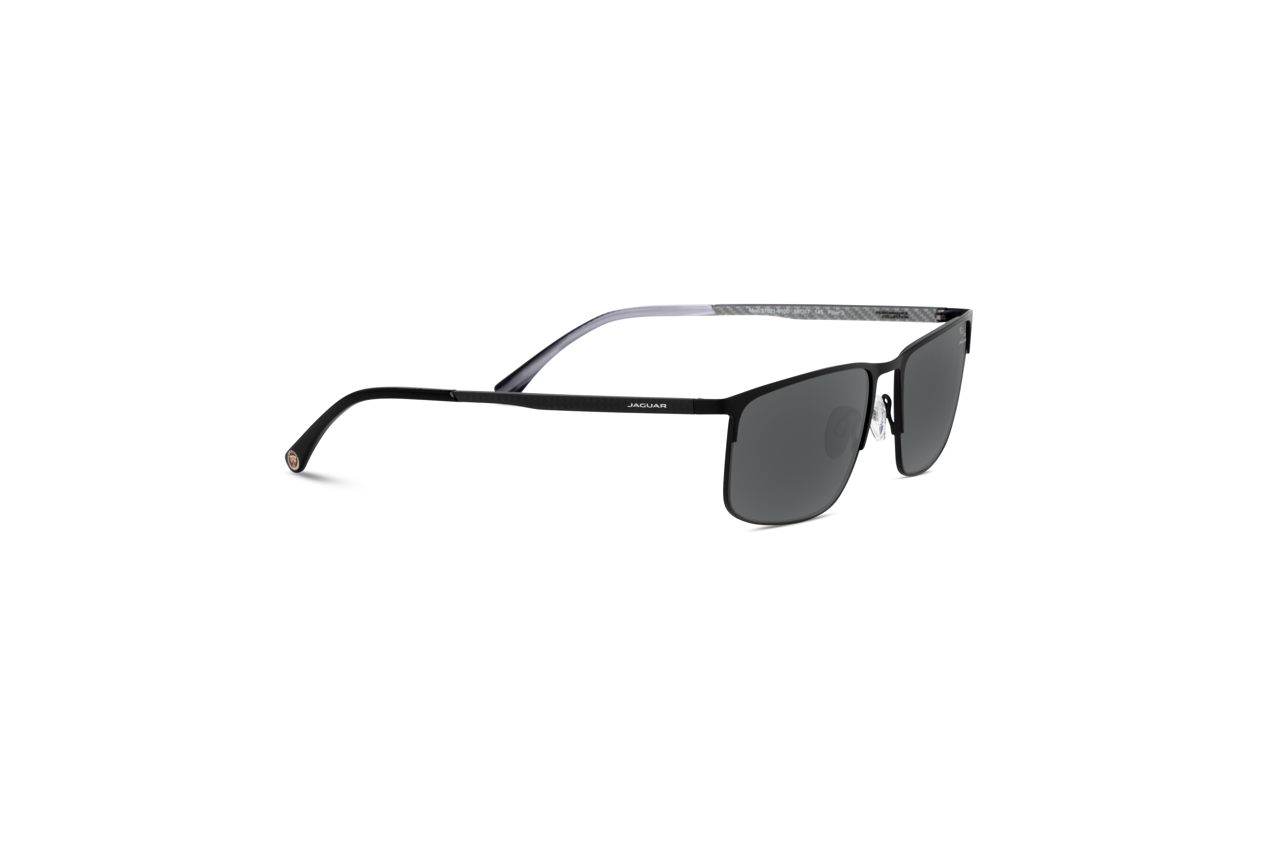 Die Sonnenbrille Jaguar 37821 in Schwarz mit Seitenansicht.