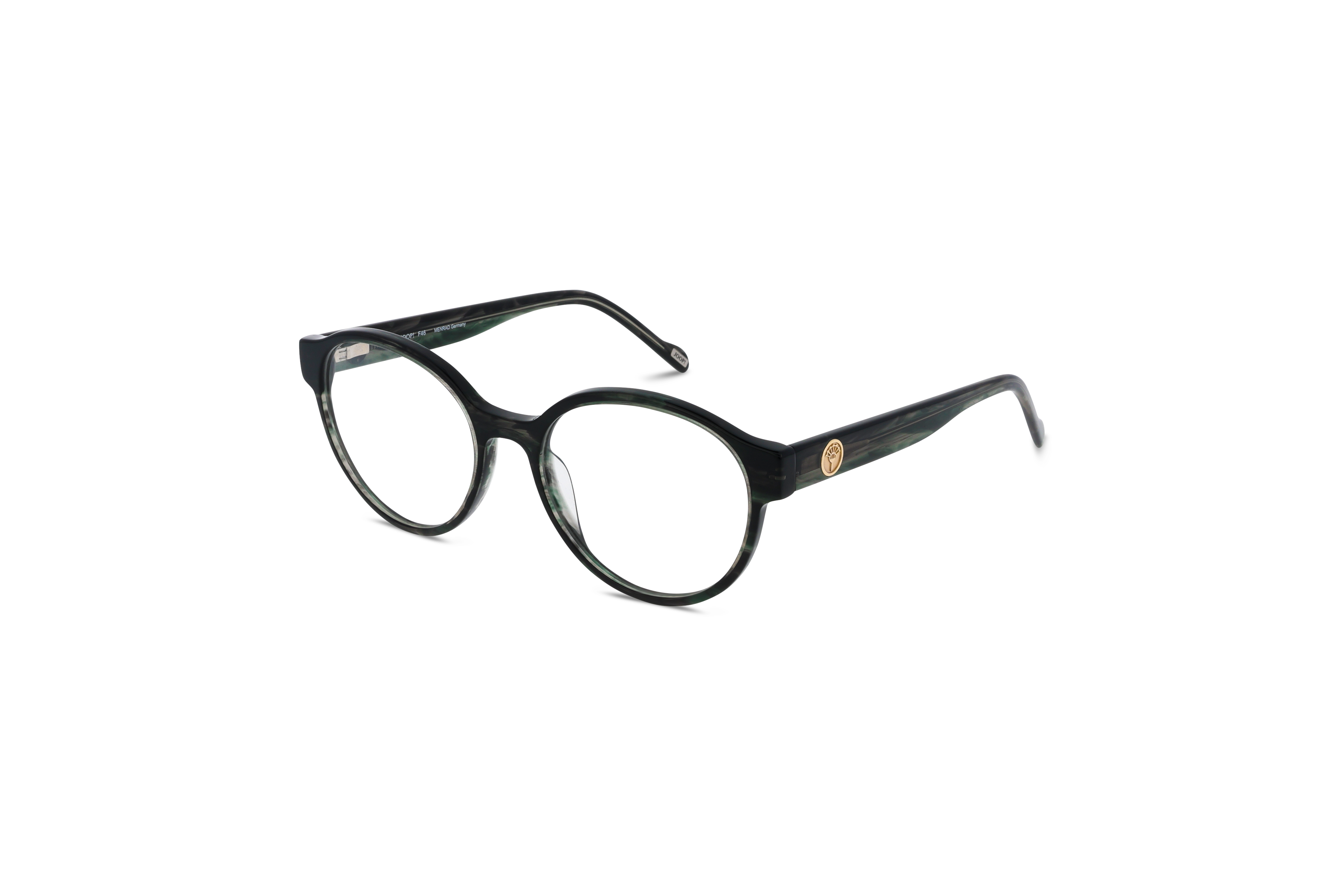 45° Ansicht der Brille JOOP! 81216 in Braun auf weißem Hintergrund.