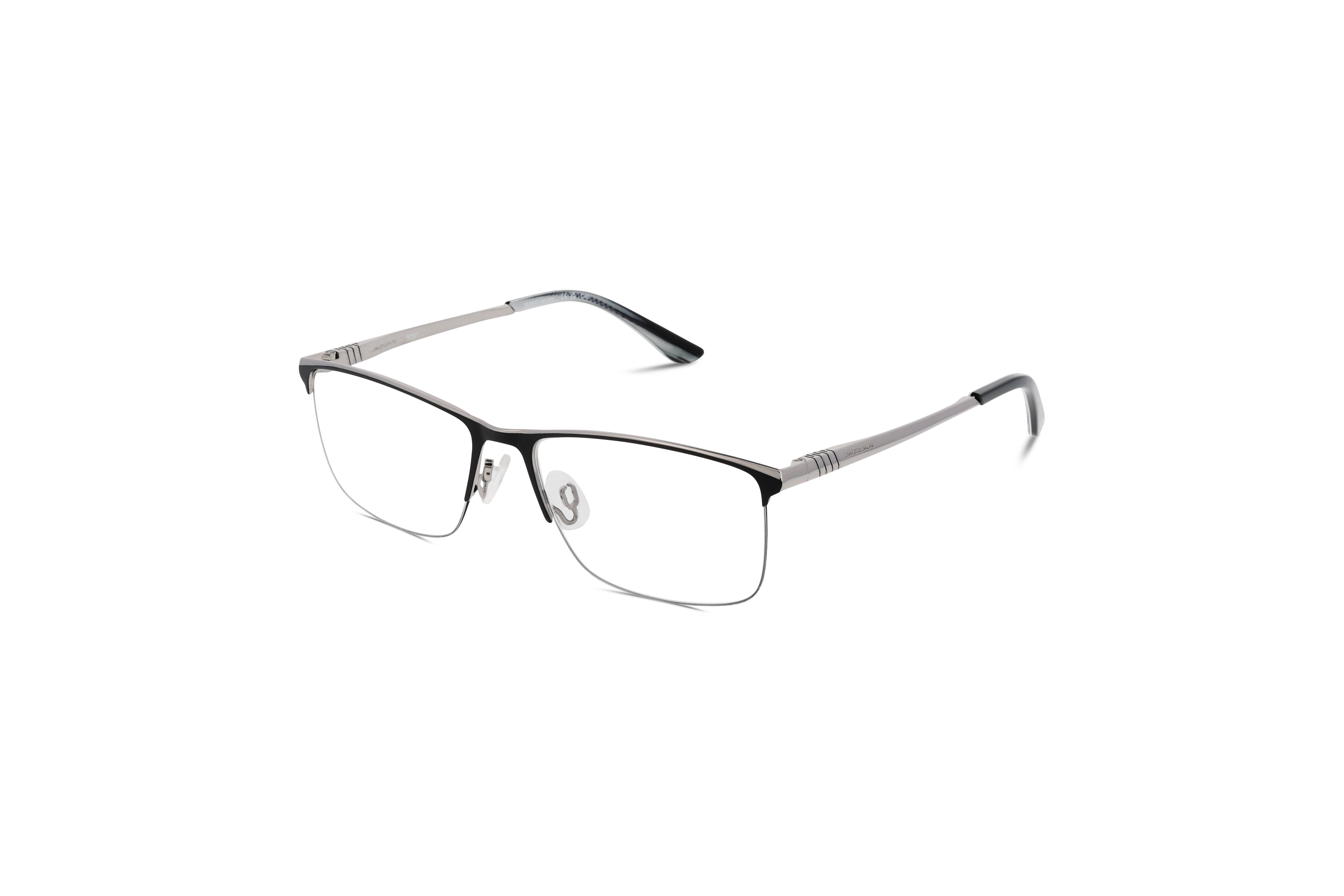 45° Ansicht der Brille Jaguar 35605 in Grau auf weißem Hintergrund.