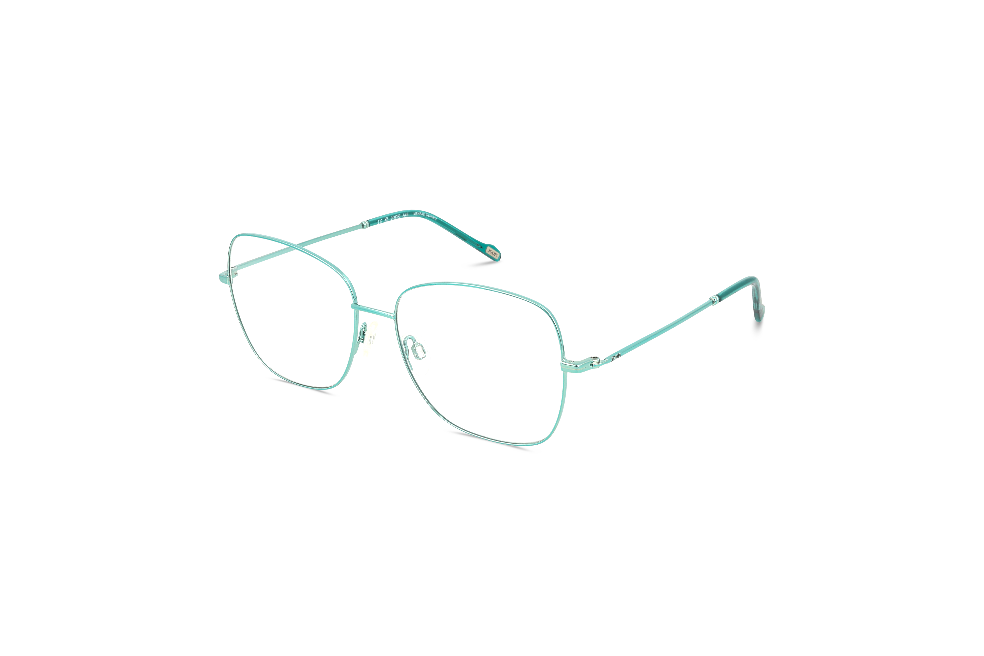 45° Ansicht der Brille JOOP! 83334 in Türkis auf weißem Hintergrund.