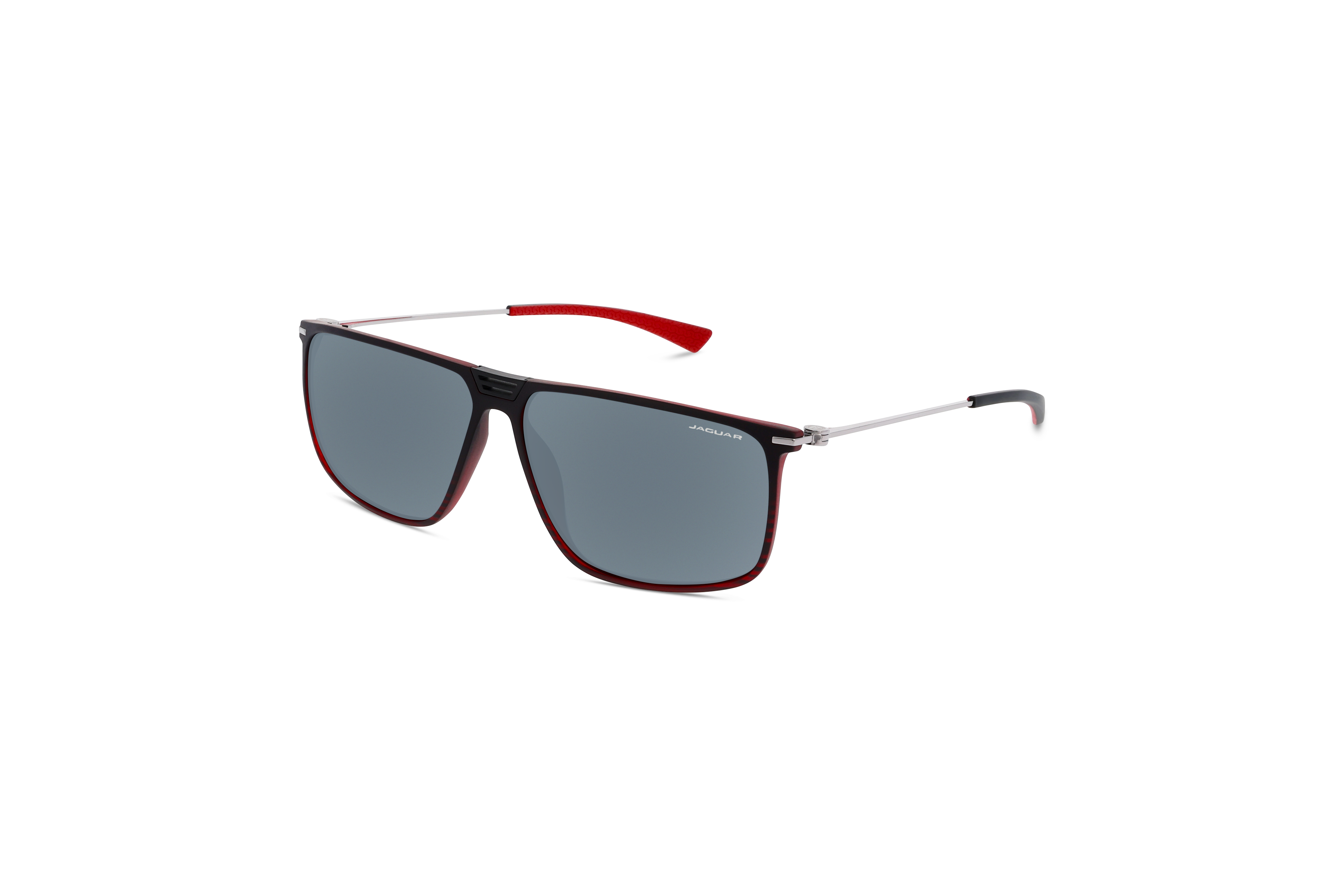 45° Ansicht der Sonnenbrille Jaguar 37627 in Schwarz auf weißem Hintergrund.