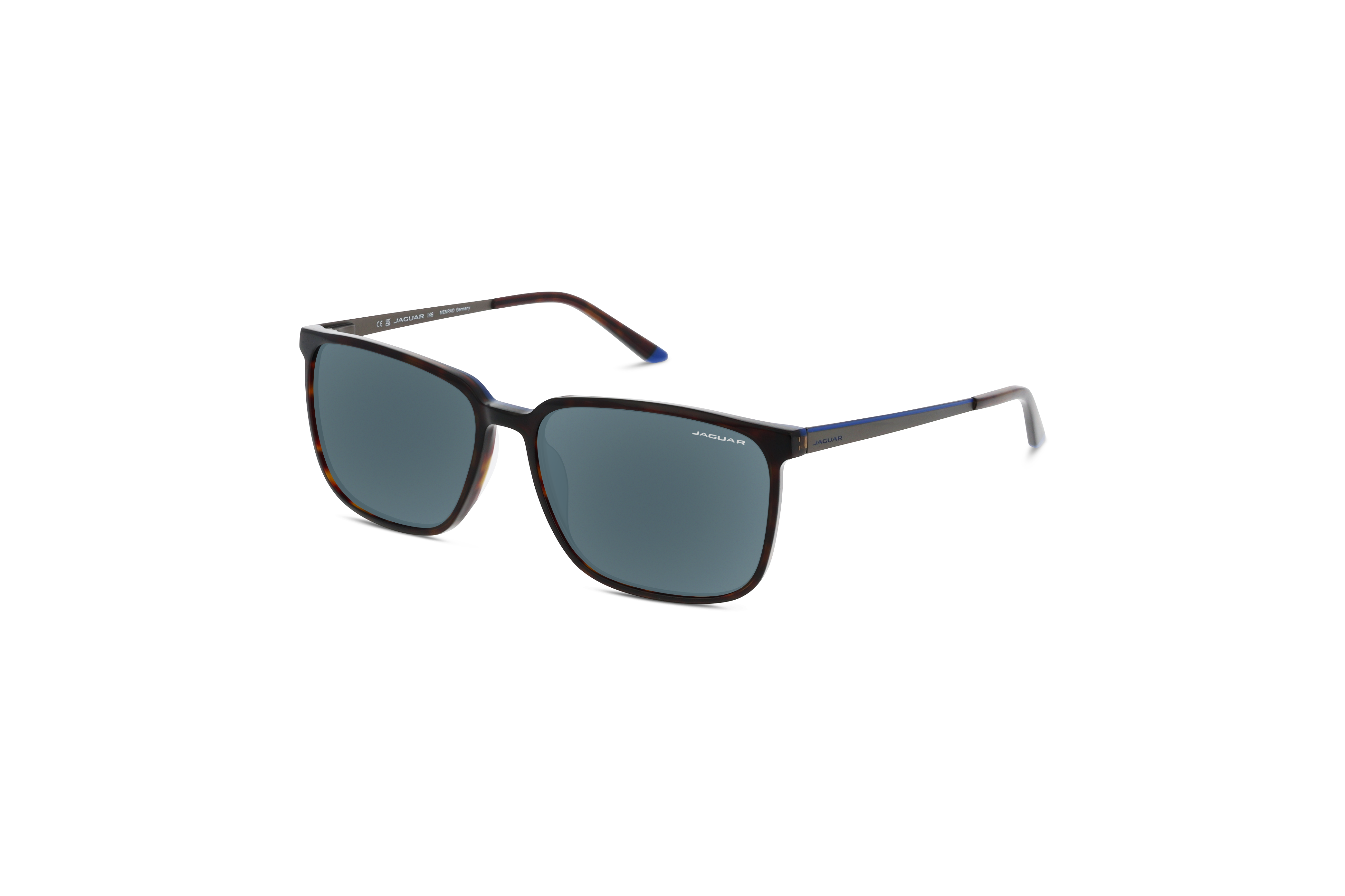 45° Ansicht der Sonnenbrille Jaguar 37263 in Schwarz auf weißem Hintergrund.