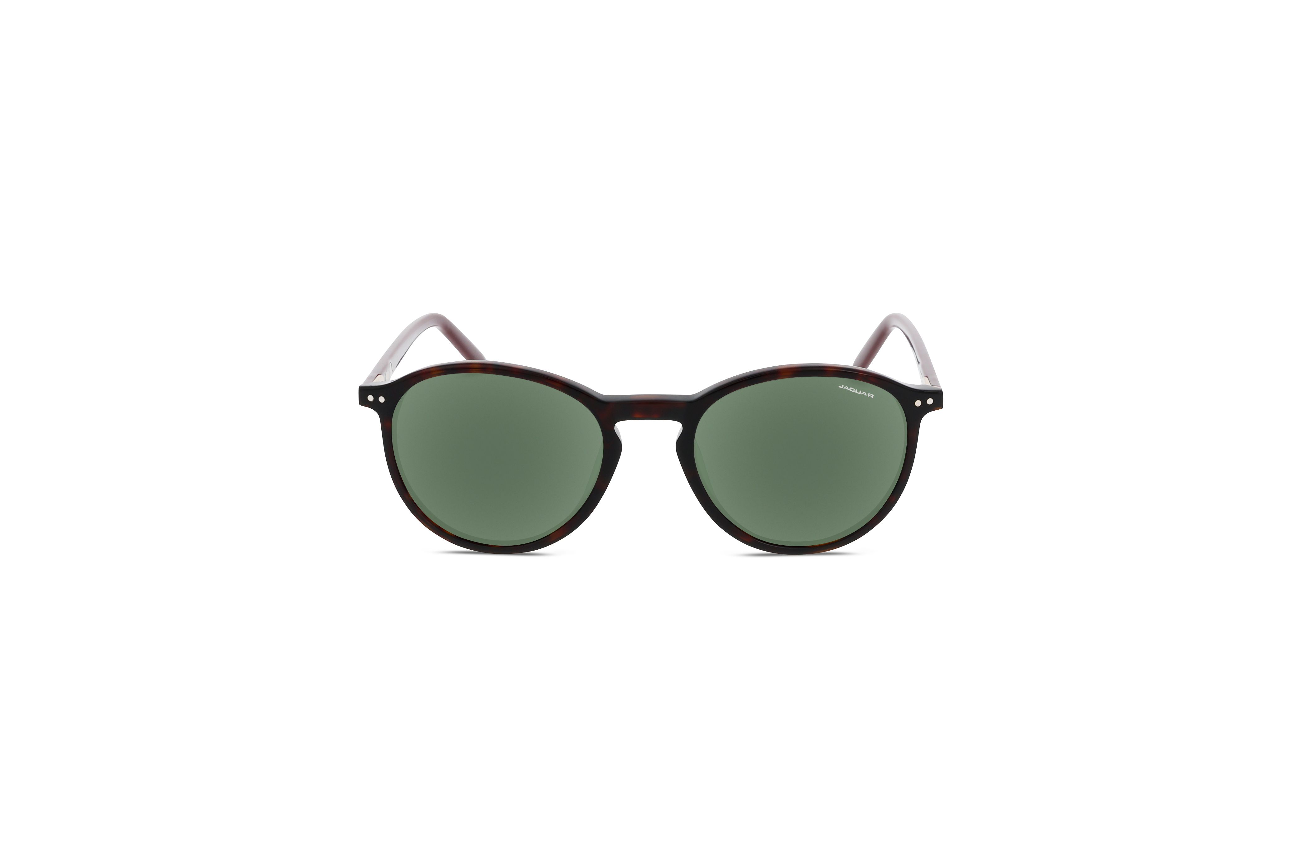 Die Sonnenbrille Jaguar 37285 in Schwarz auf weißem Hintergrund in Frontalansicht.