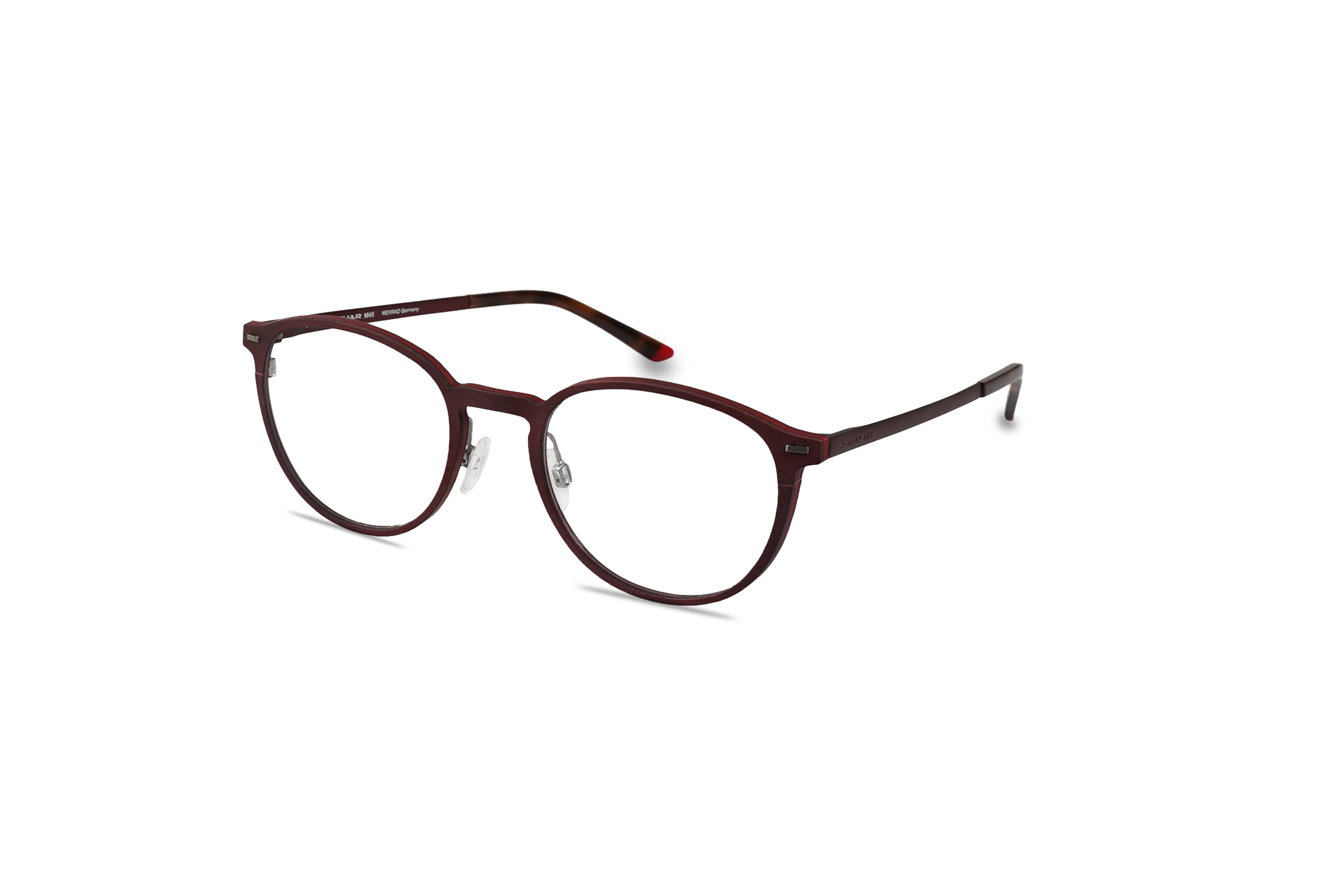 45° Ansicht der Brille Jaguar Jaguar 33642 in Rot auf weißem Hintergrund.