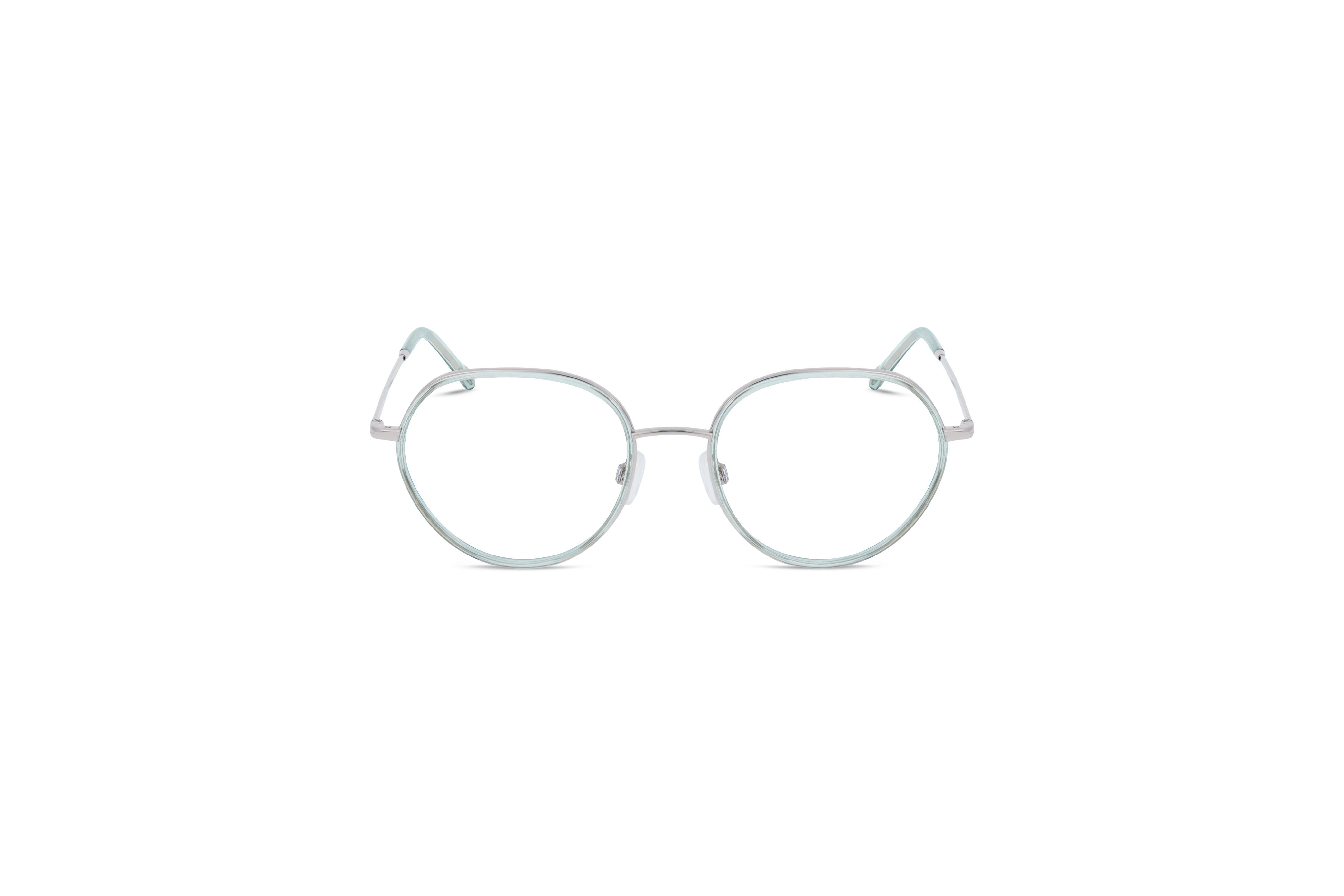 Die Brille JOOP! 83348 in Türkis auf weißem Hintergrund in Frontalansicht.