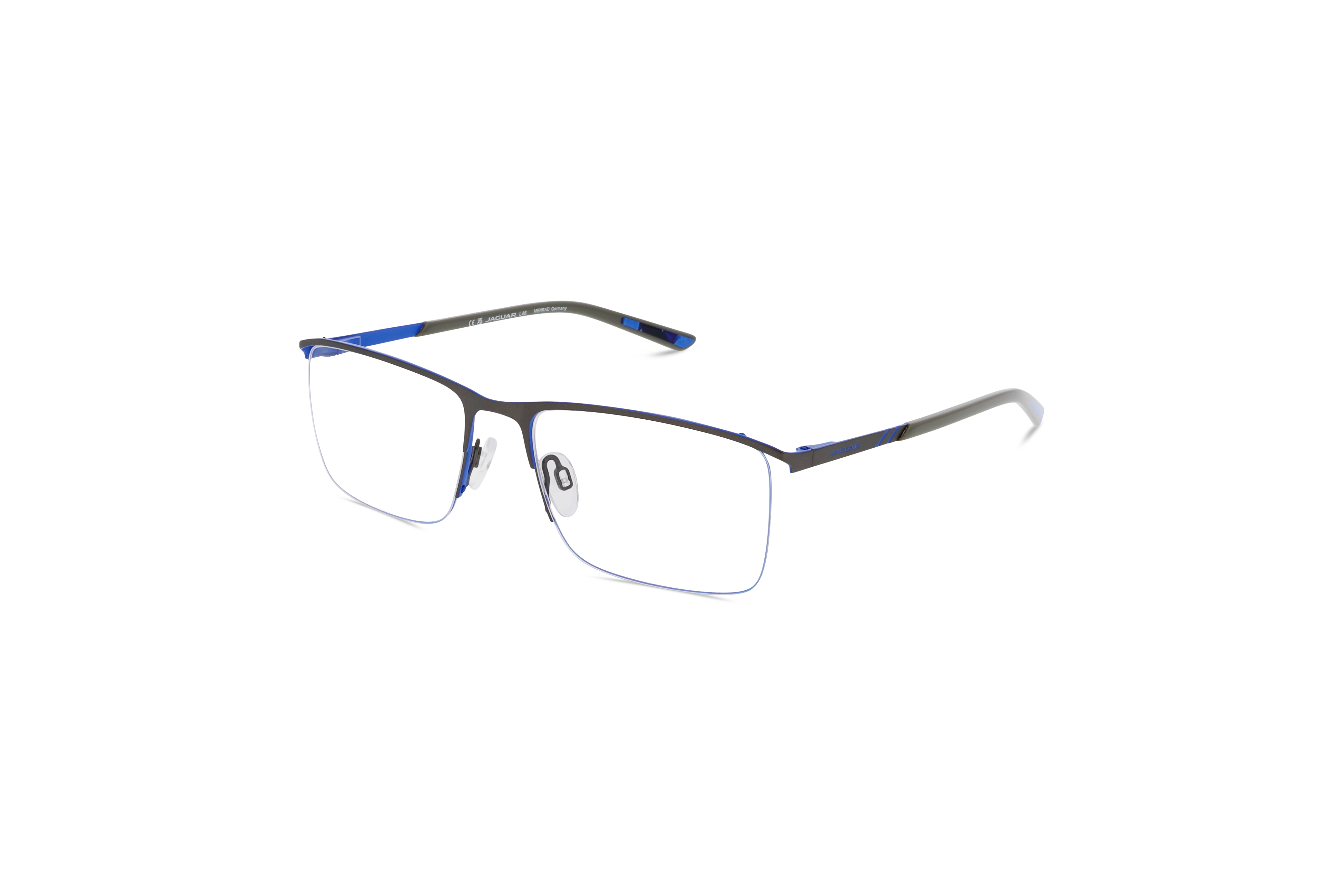 45° Ansicht der Brille Jaguar 33643 in Metallisch auf weißem Hintergrund.