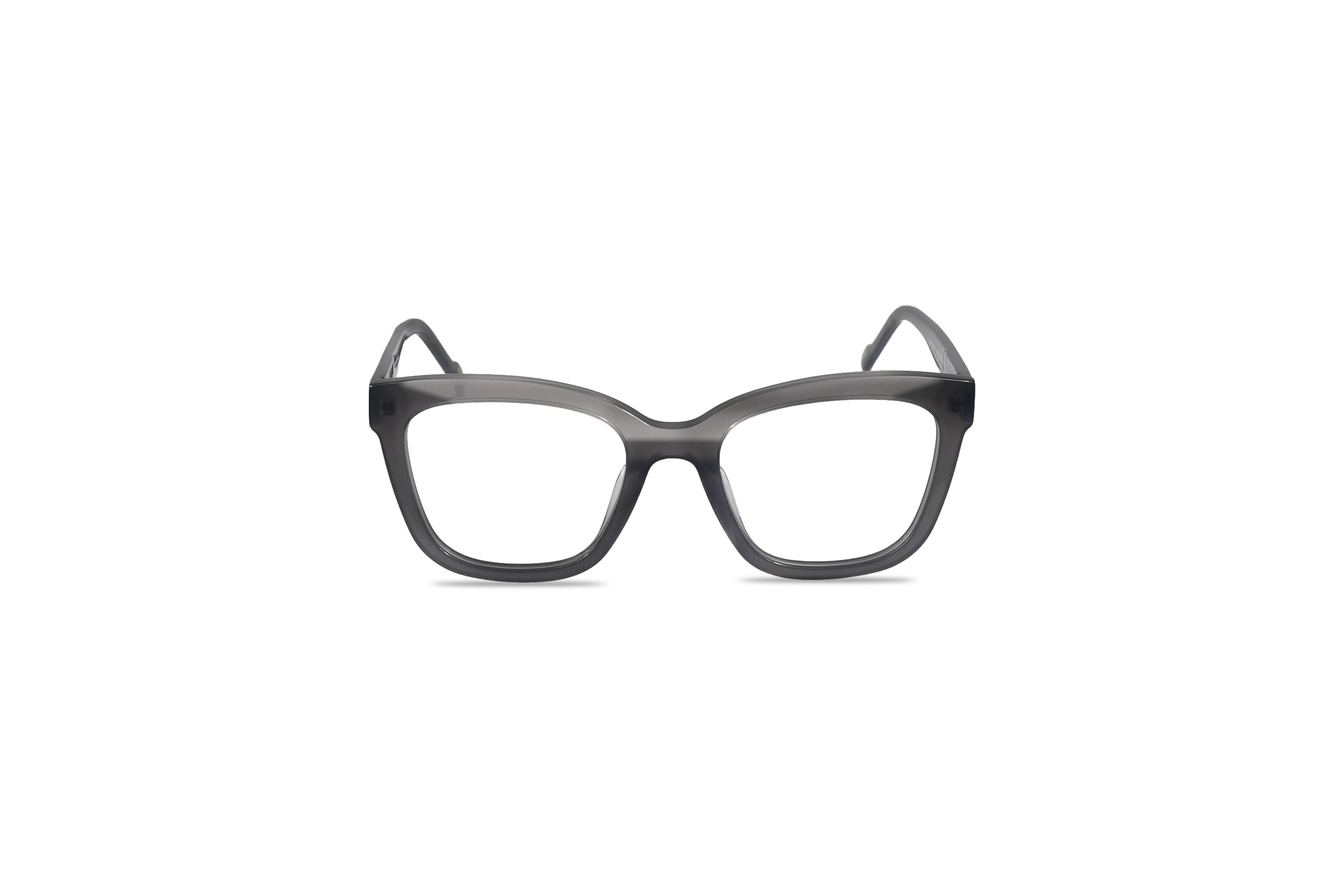 Die Brille JOOP! 81246 in Grau auf weißem Hintergrund in Frontalansicht.