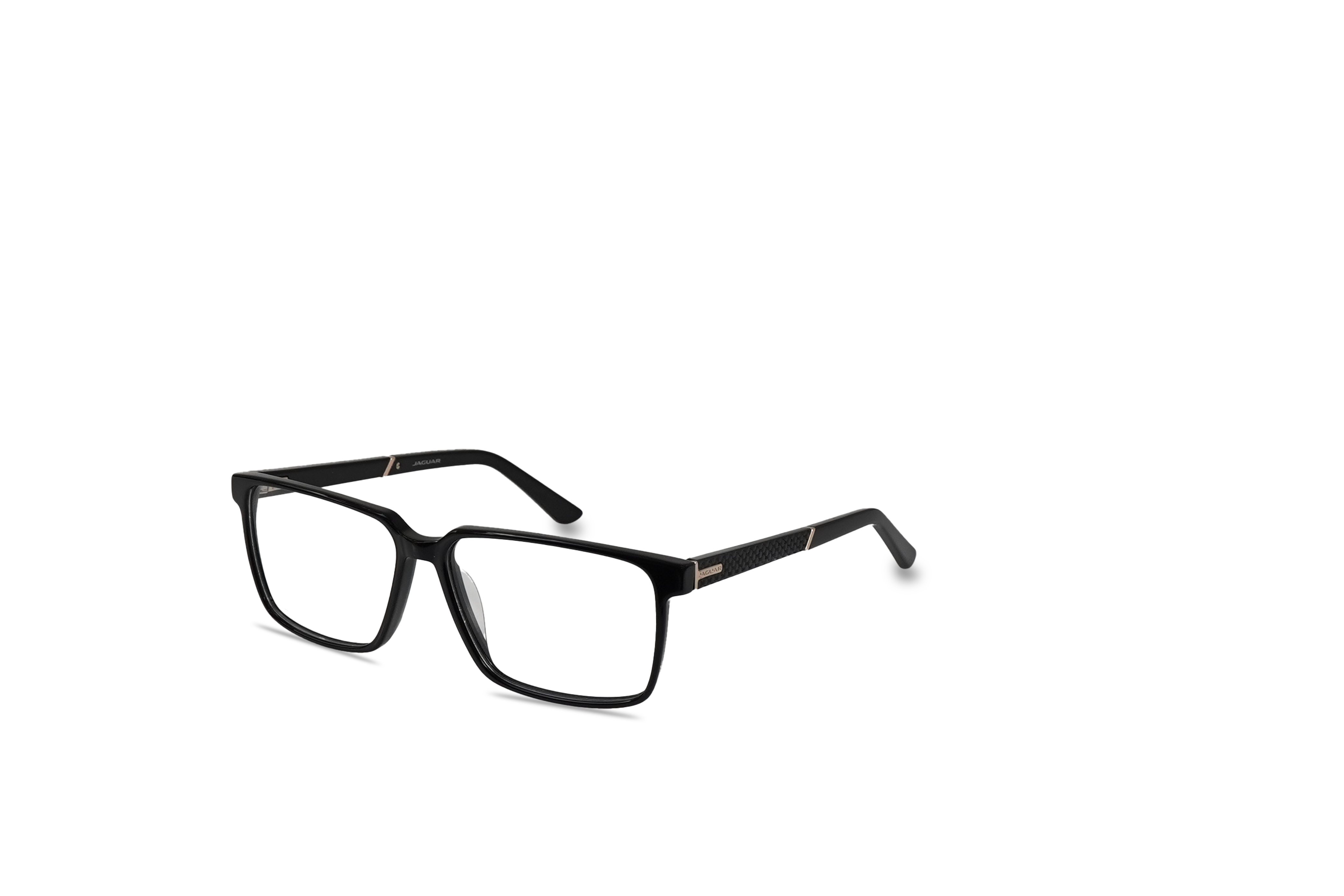 45° Ansicht der Brille Jaguar Jaguar 31035 in Schwarz auf weißem Hintergrund.