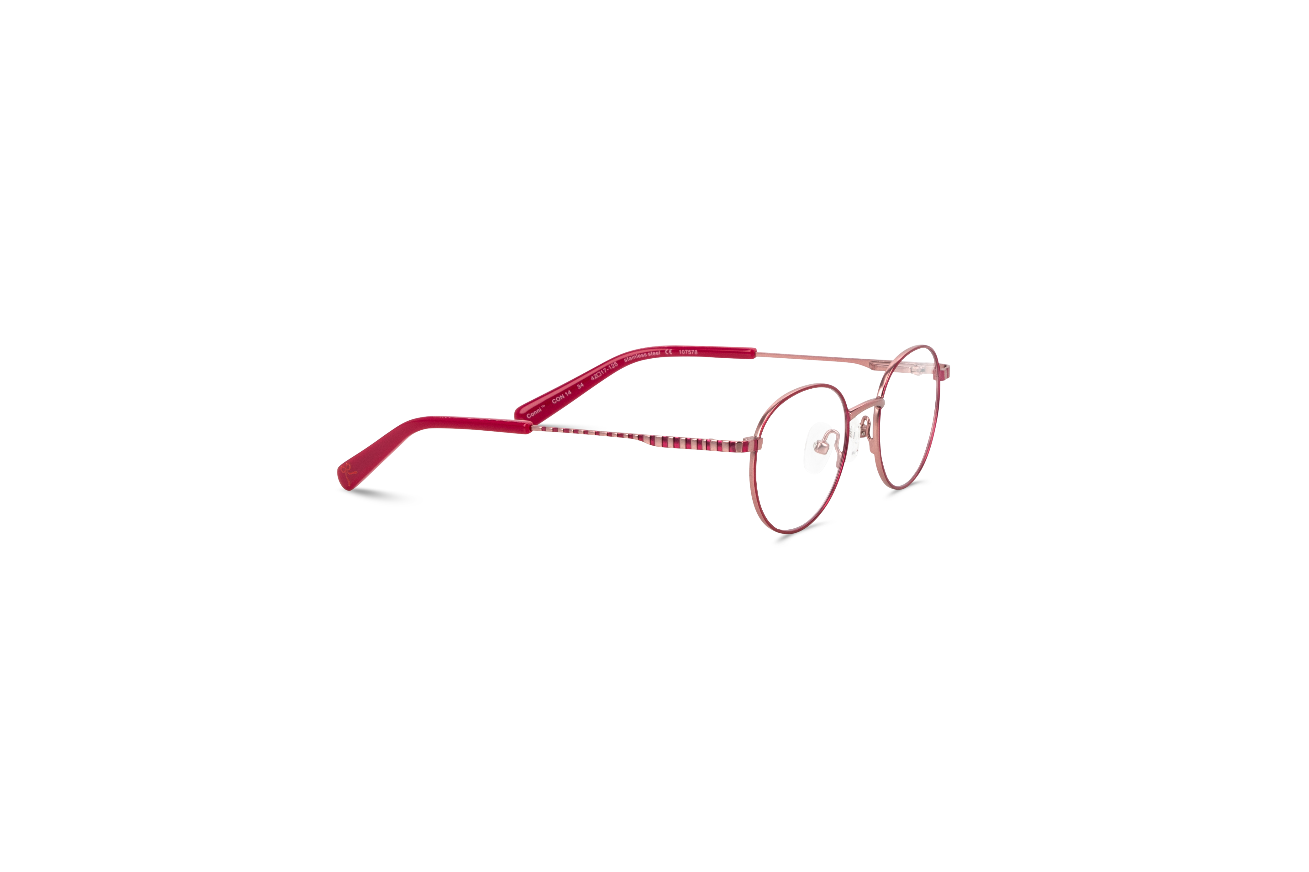 Die Kinderbrille Conni CON14 in Pink mit Seitenansicht.