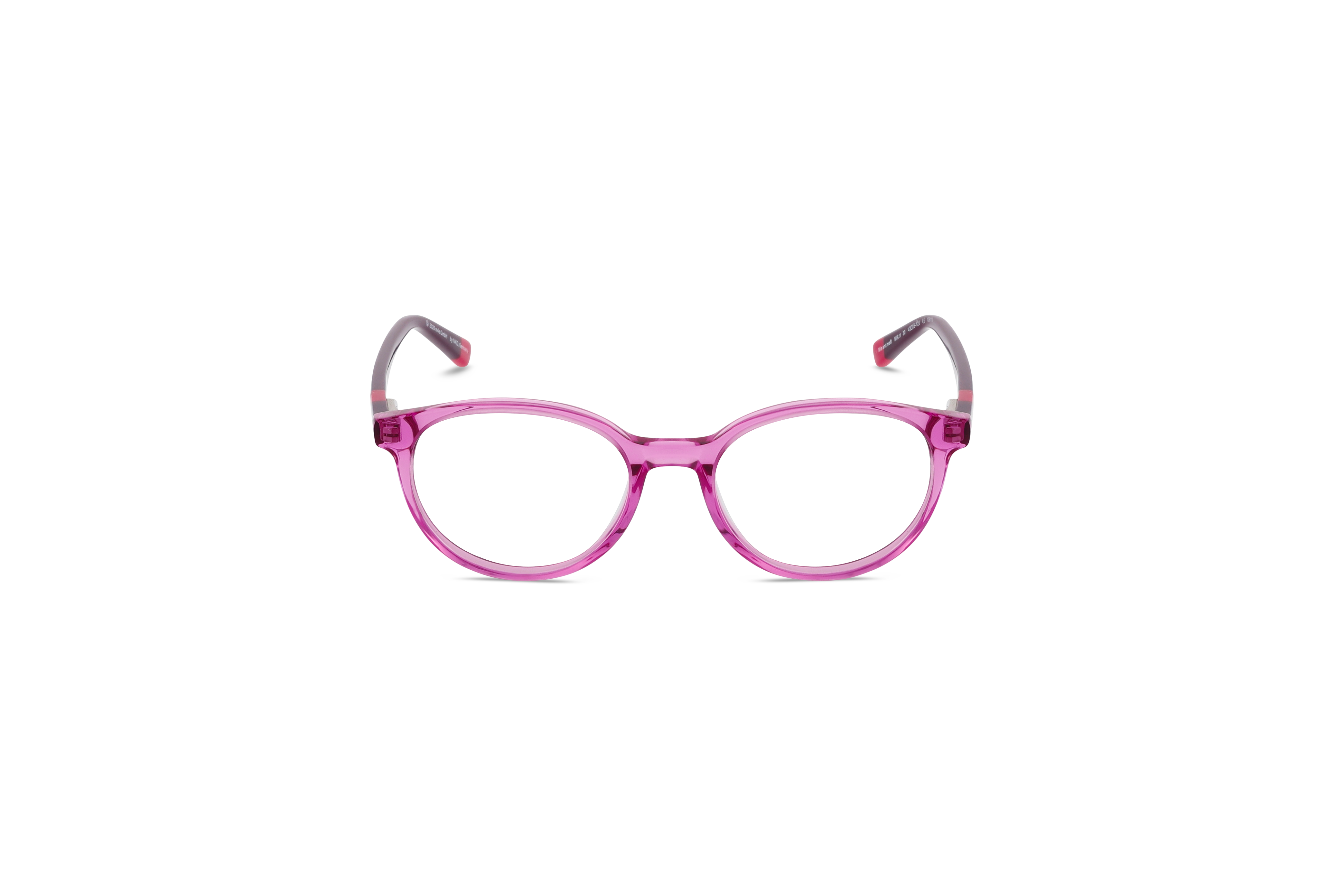 Die Kinderbrille Mia and Me MIA11 in Transparent auf weißem Hintergrund in Frontalansicht.