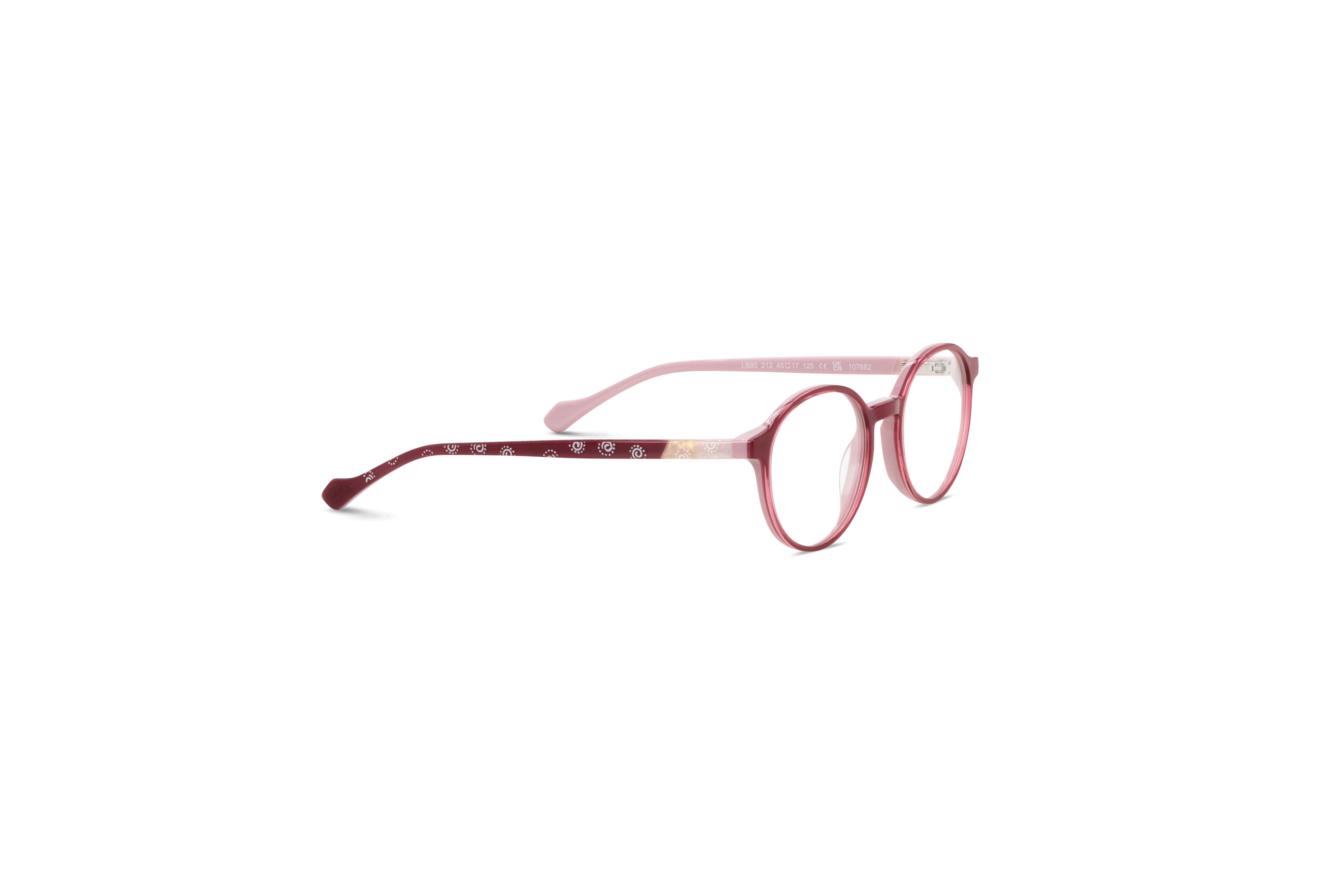 Die Kinderbrille Lillebi LB 80 in Pink mit Seitenansicht.
