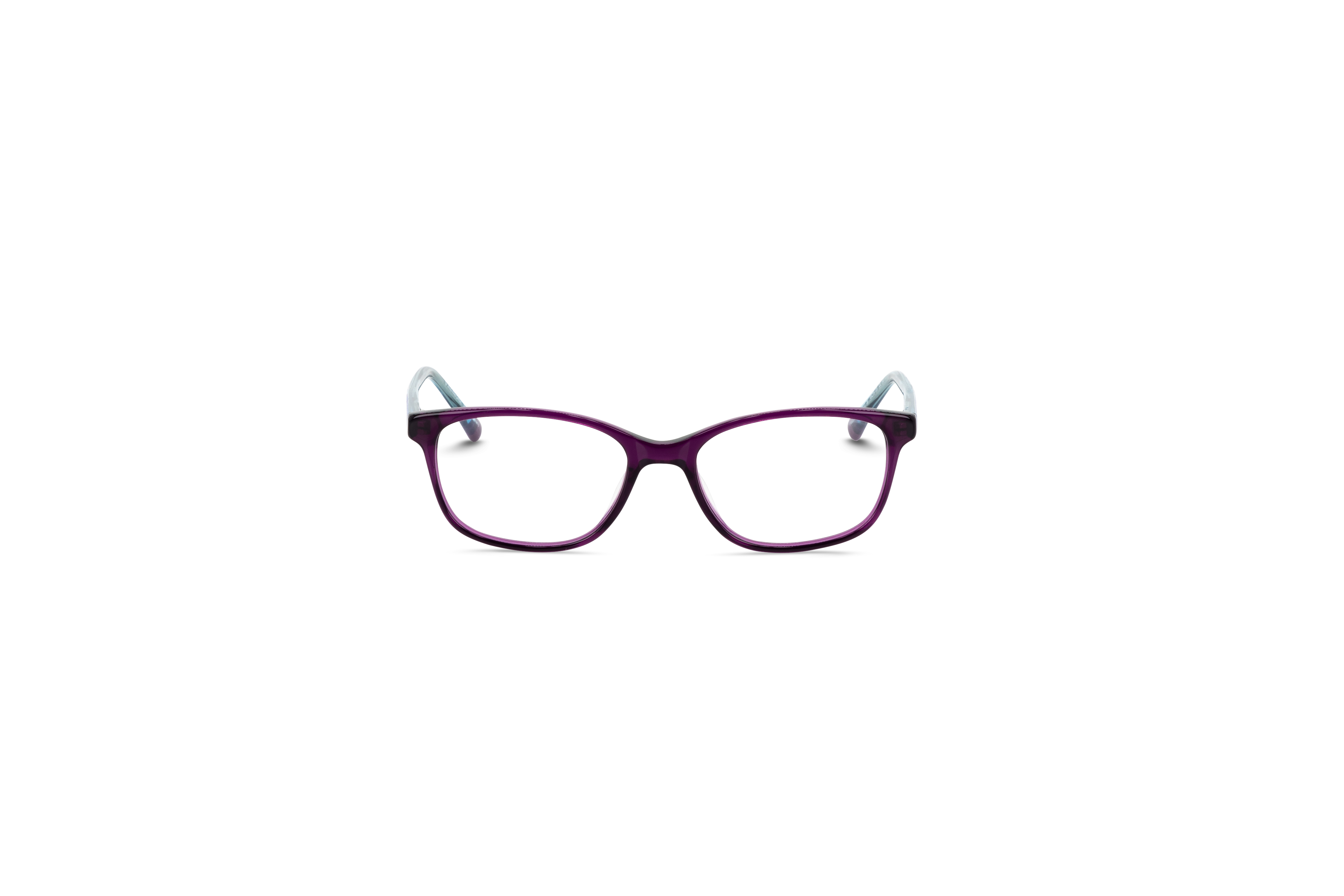 Die Kinderbrille Mia and Me Mia and Me MIA12 in Violett auf weißem Hintergrund in Frontalansicht.