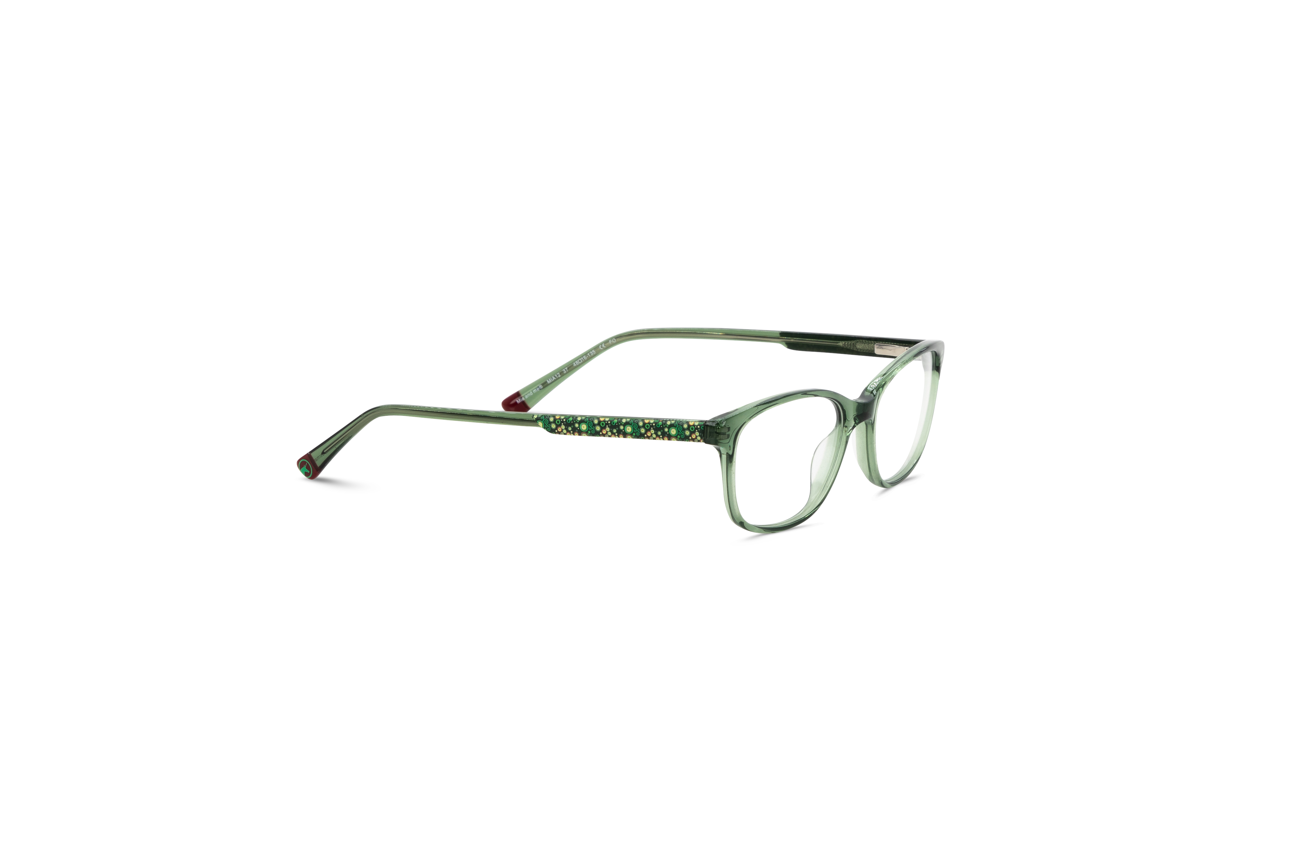 Die Kinderbrille Mia and Me MIA12 in Grün mit Seitenansicht.