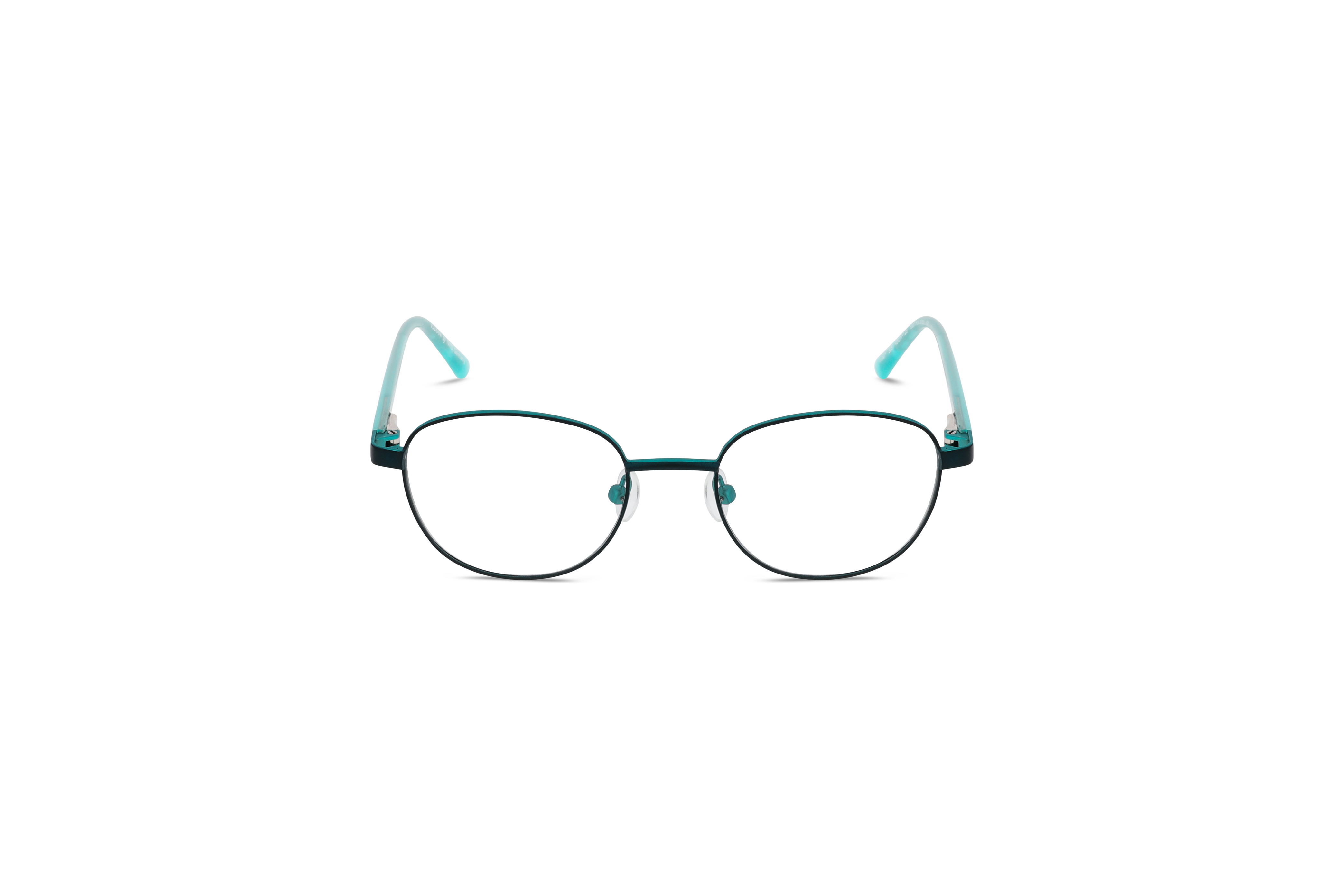 Die Kinderbrille Vulkani VI 347 in Schwarz auf weißem Hintergrund in Frontalansicht.