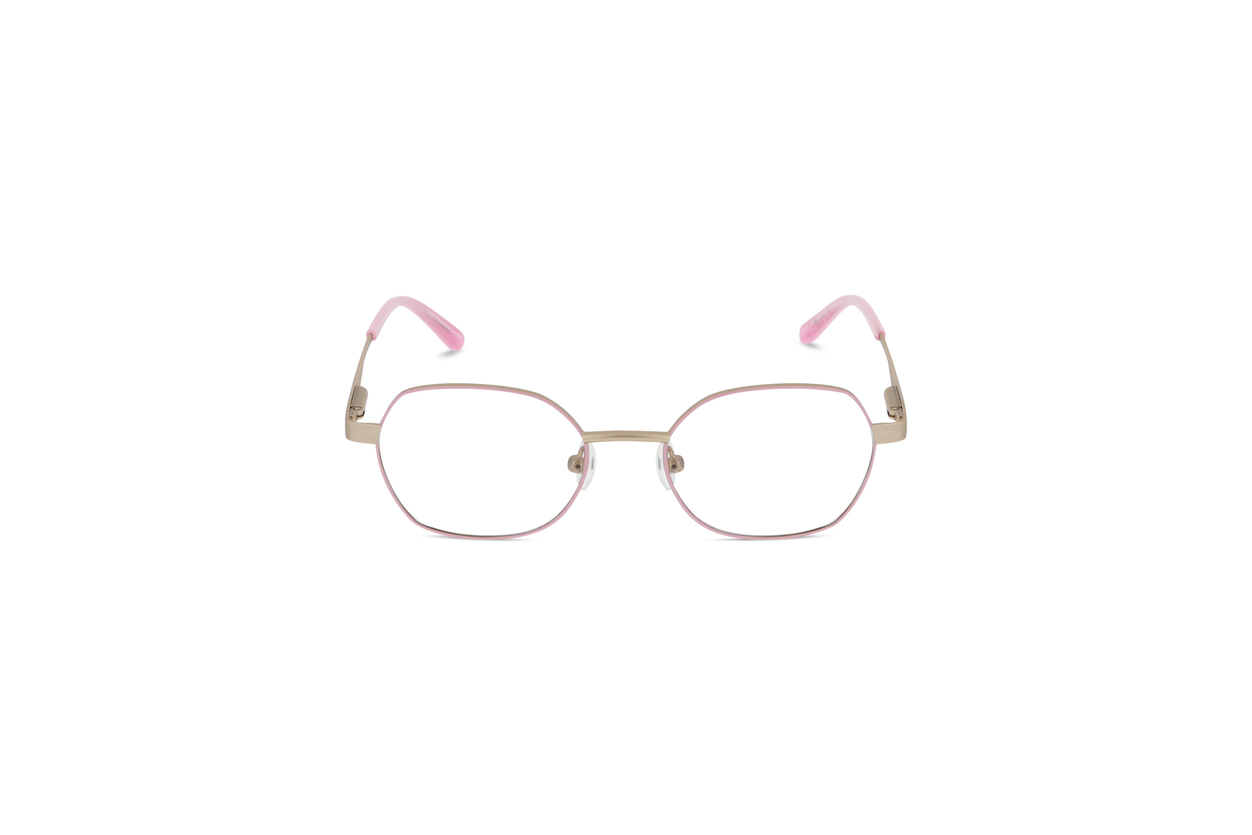 Die Kinderbrille Lillebi LB 89 in Pink auf weißem Hintergrund in Frontalansicht.