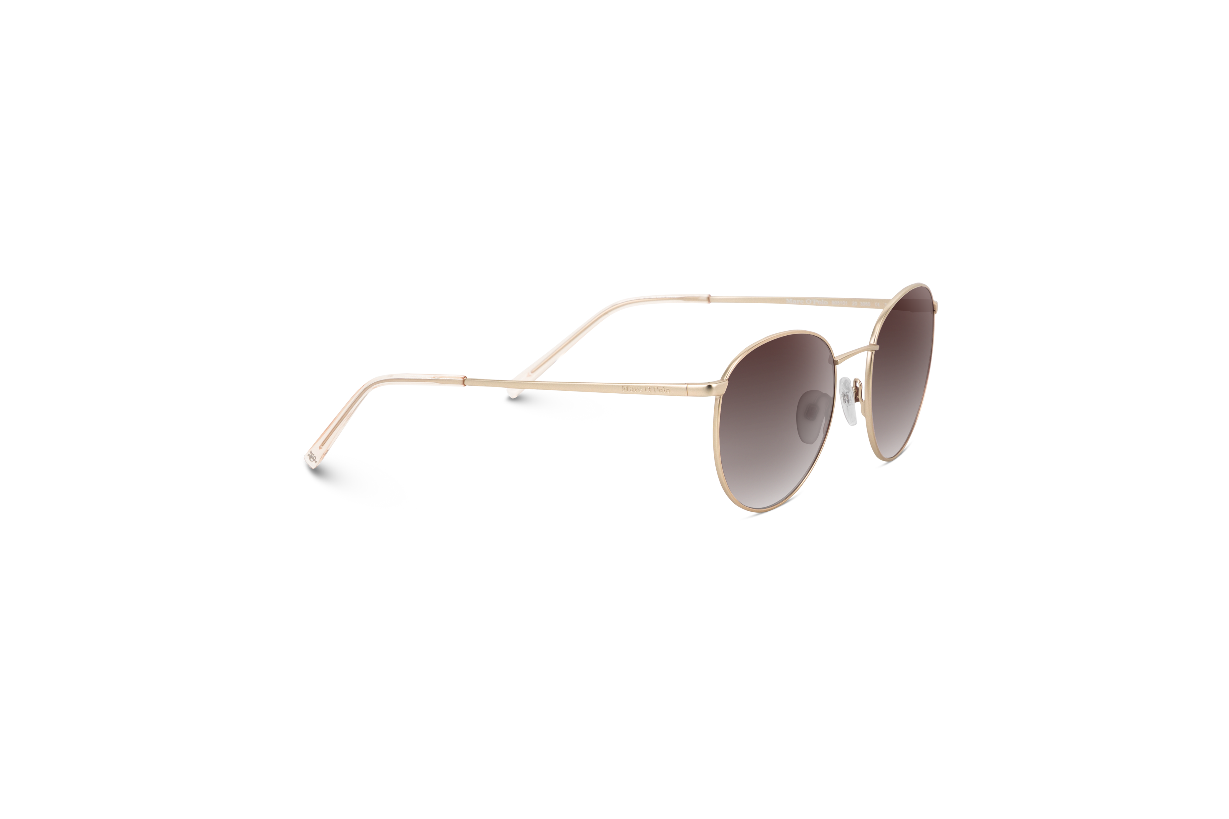 Die Sonnenbrille Marc O'Polo 505101 in Gold mit Seitenansicht.