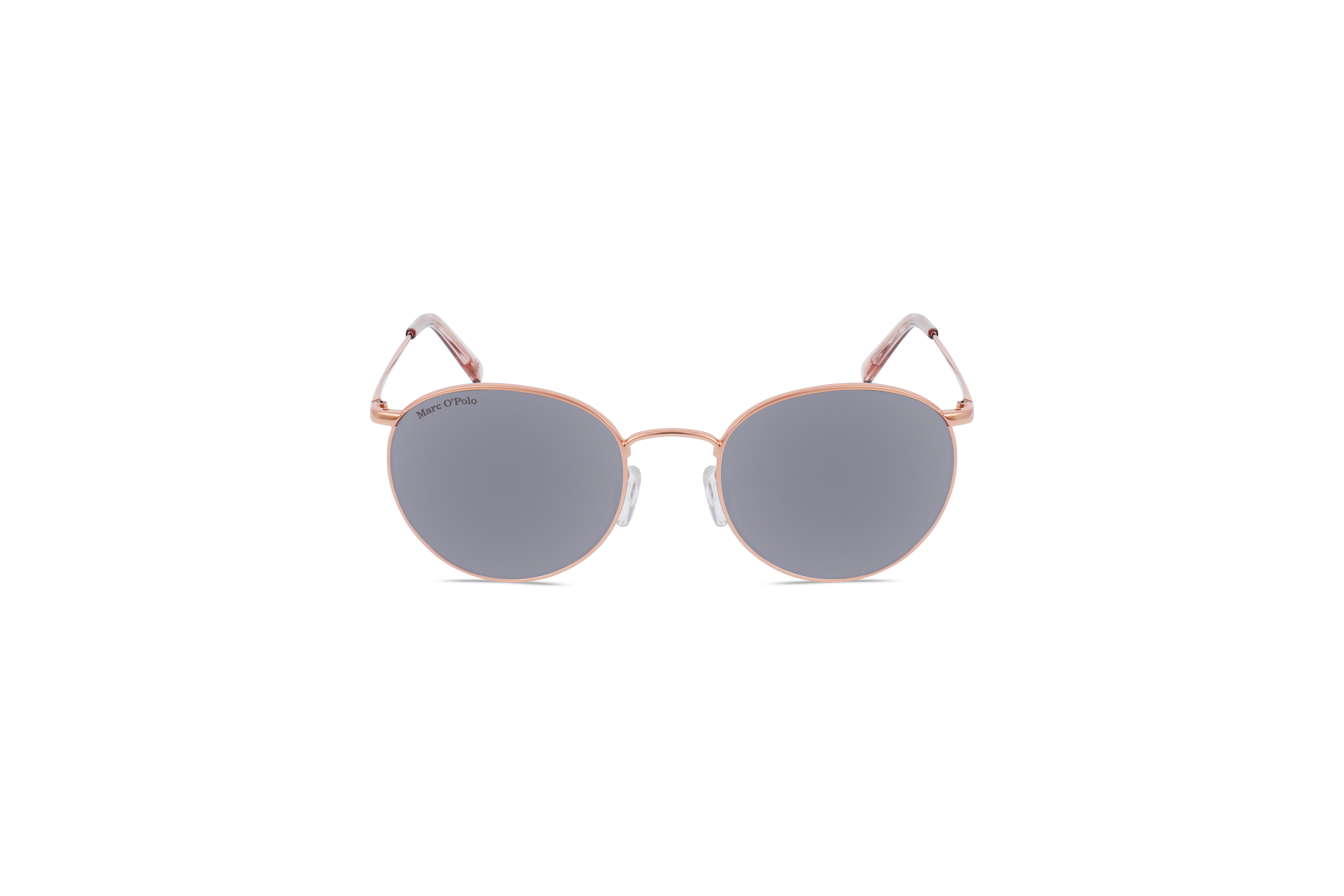 Die Sonnenbrille Marc O´Polo 505104 in Gold auf weißem Hintergrund in Frontalansicht.