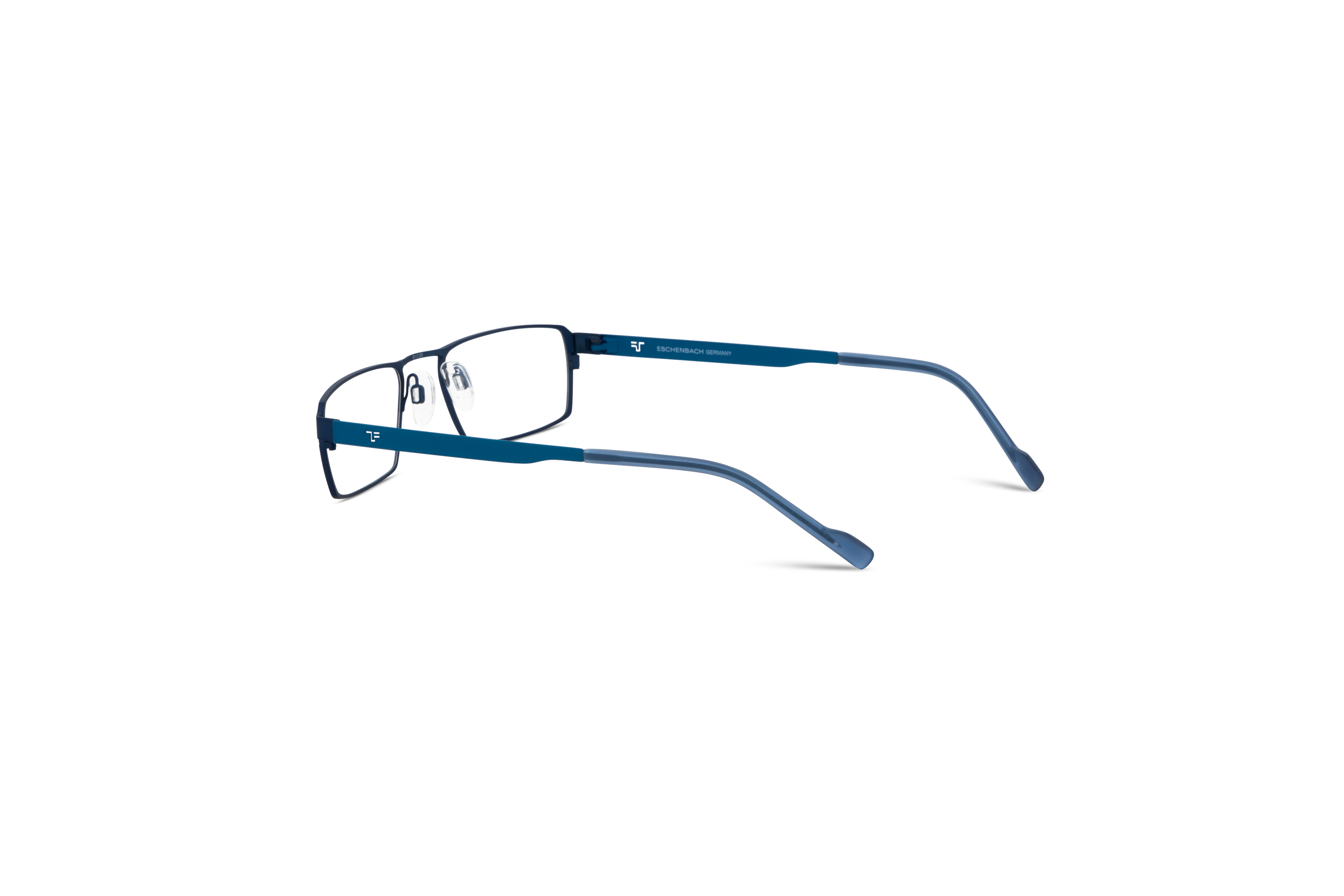 Die Brille Titanflex 820876 in Blau mit Innenansicht.