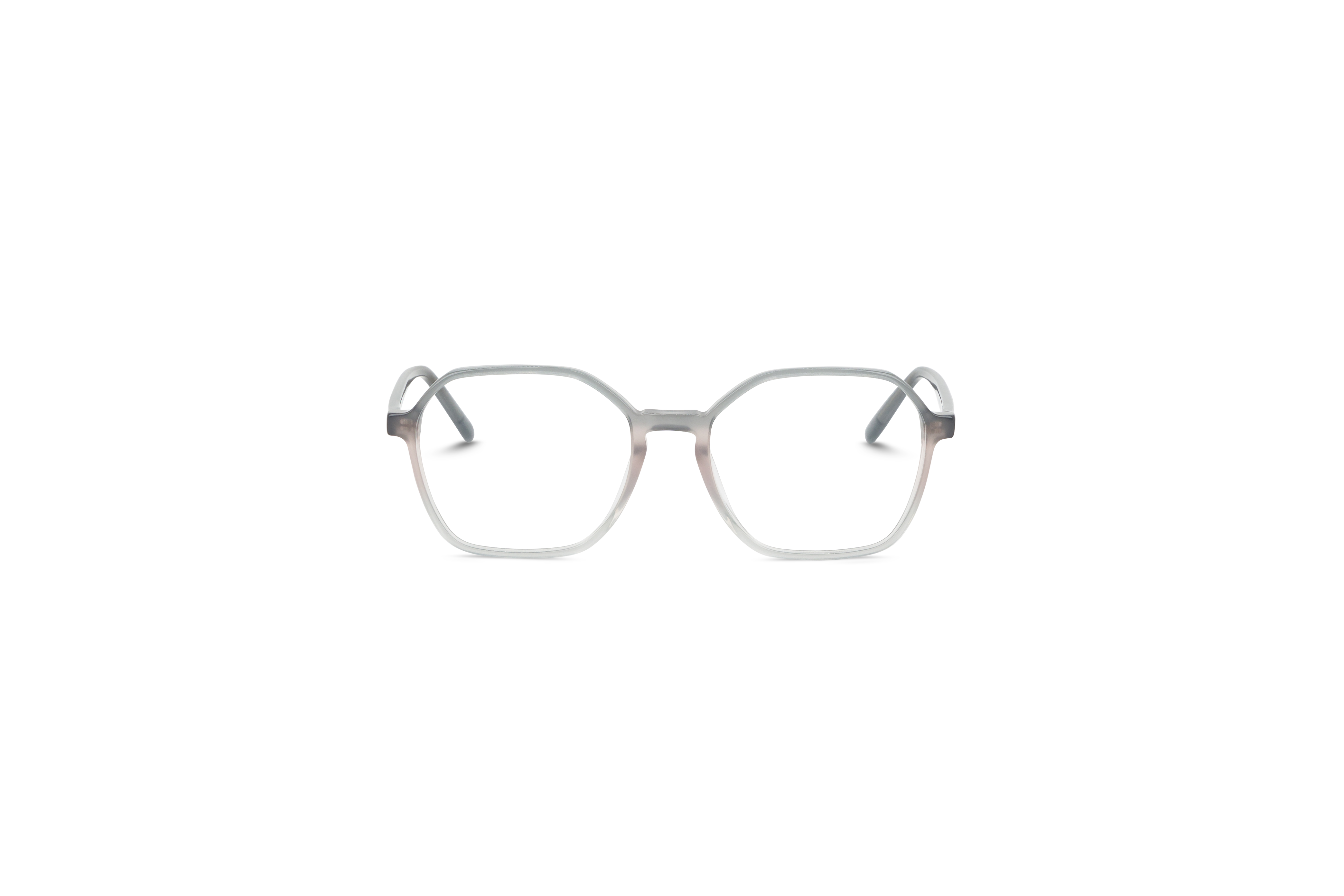 Die Brille MINI 743015 in Grau auf weißem Hintergrund in Frontalansicht.