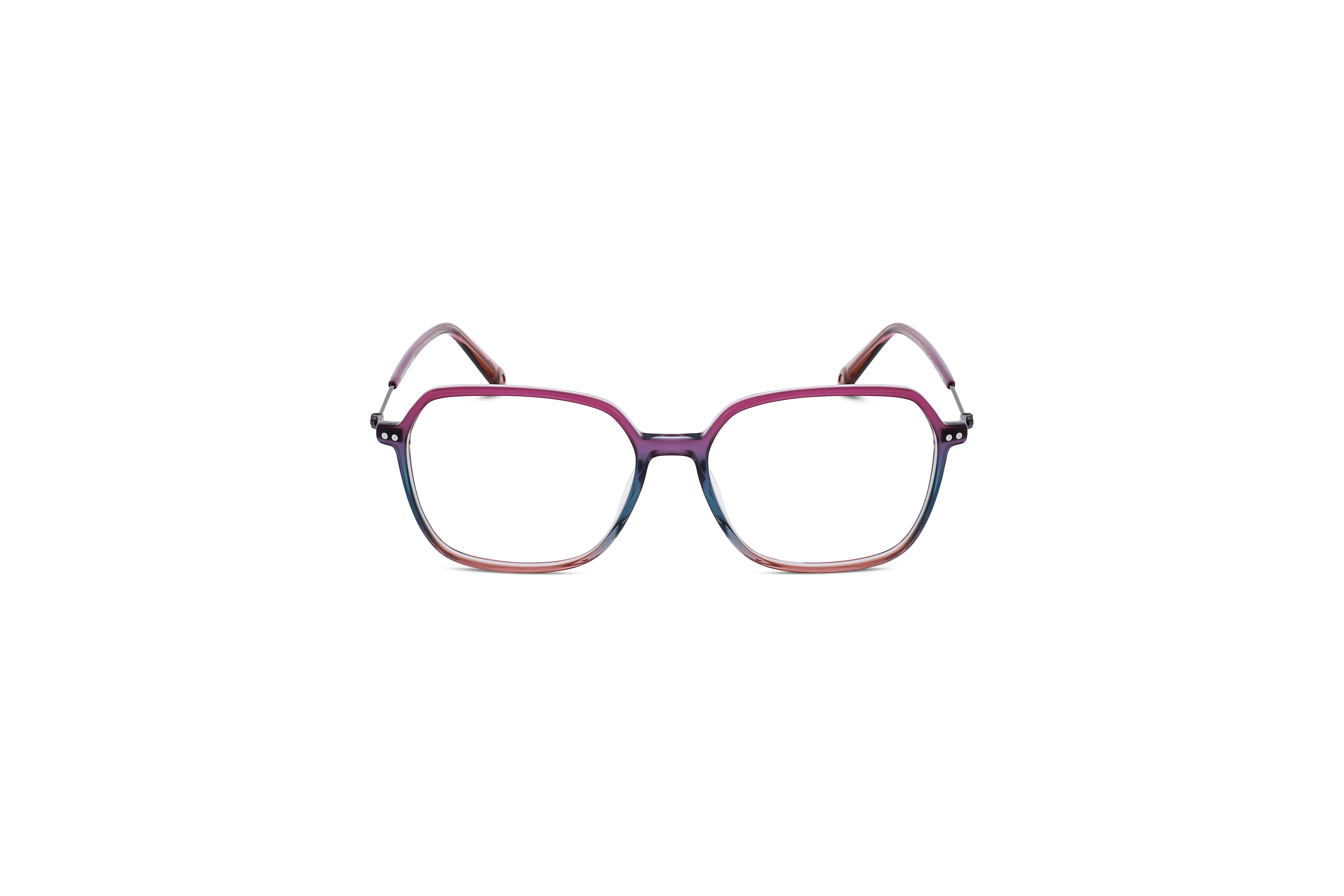 Die Brille Brendel 903158 in Violett auf weißem Hintergrund in Frontalansicht.