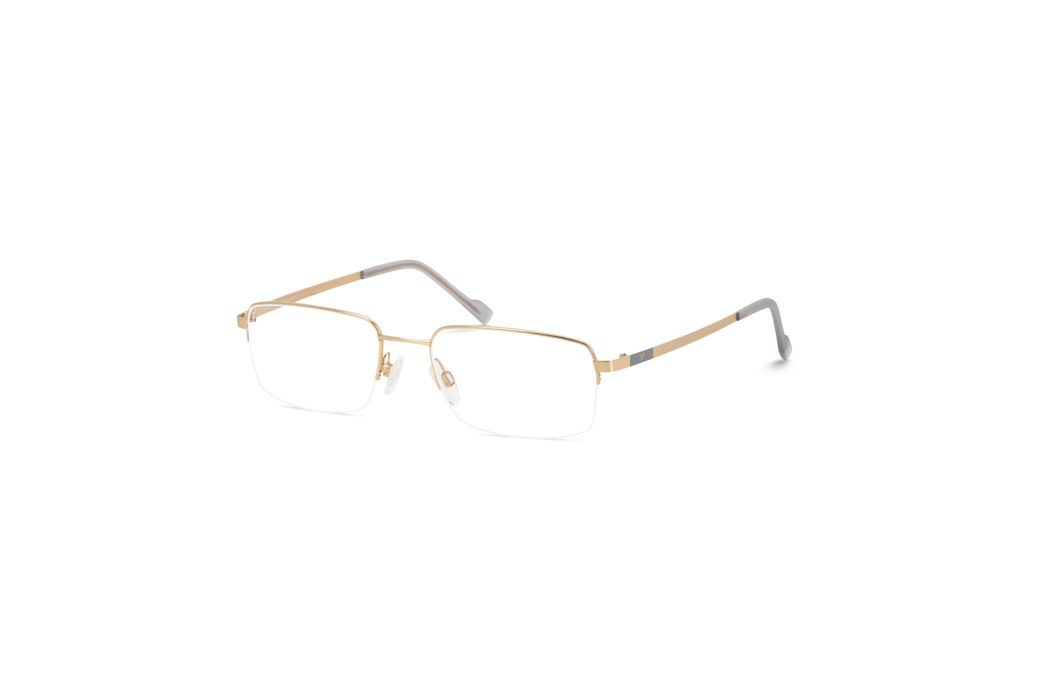 45° Ansicht der Brille Titanflex 820920 in Gold auf weißem Hintergrund.