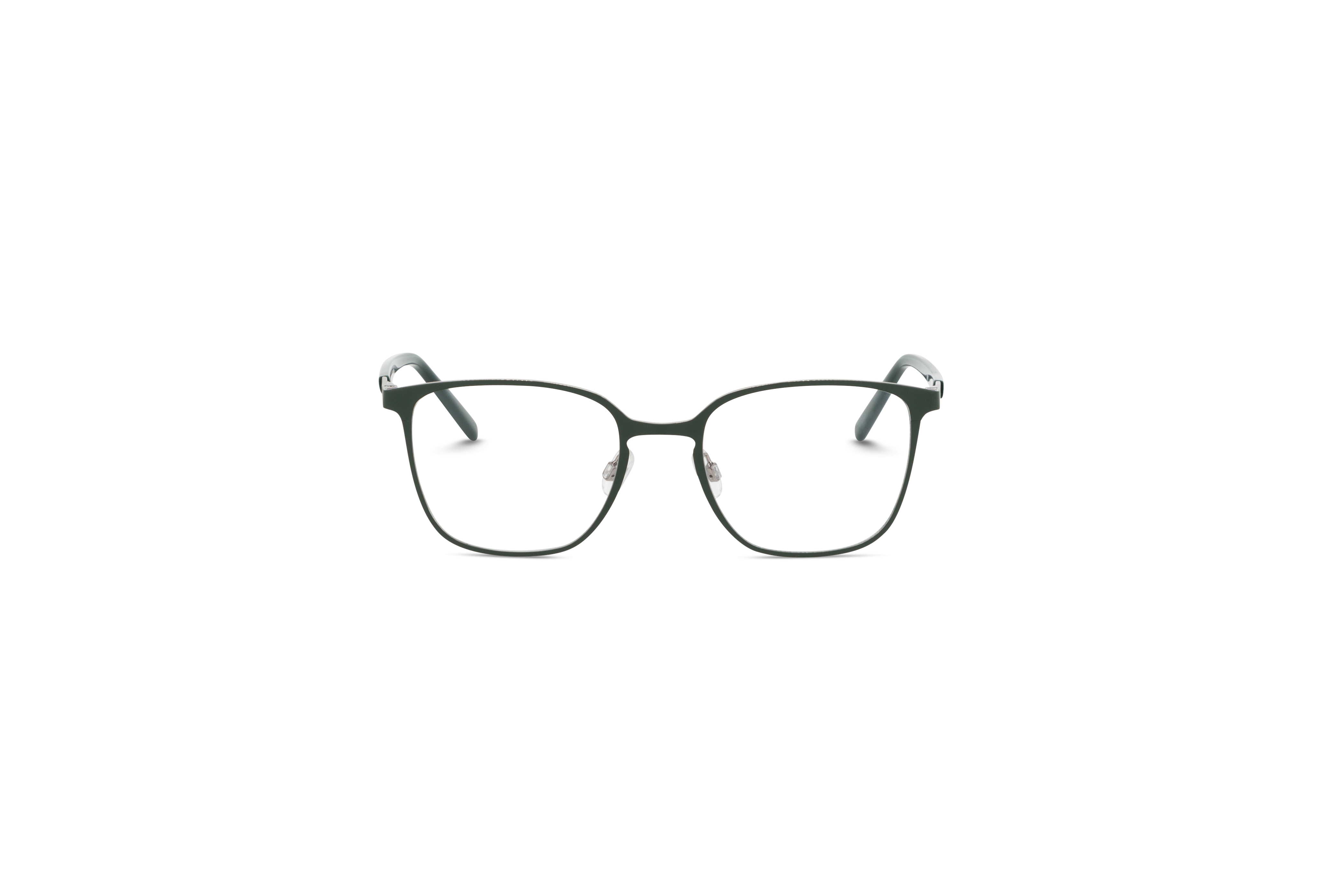 Die Brille MINI 742038 in Grün auf weißem Hintergrund in Frontalansicht.