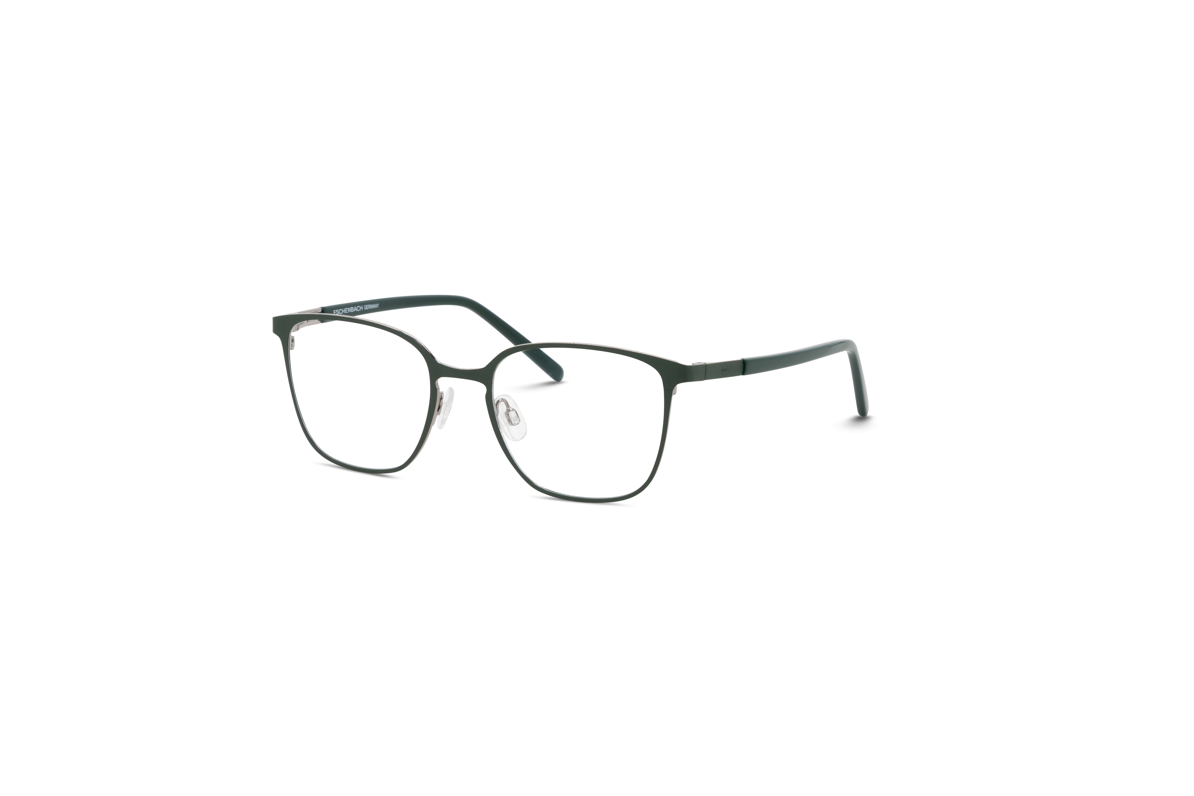 45° Ansicht der Brille MINI 742038 in Grün auf weißem Hintergrund.