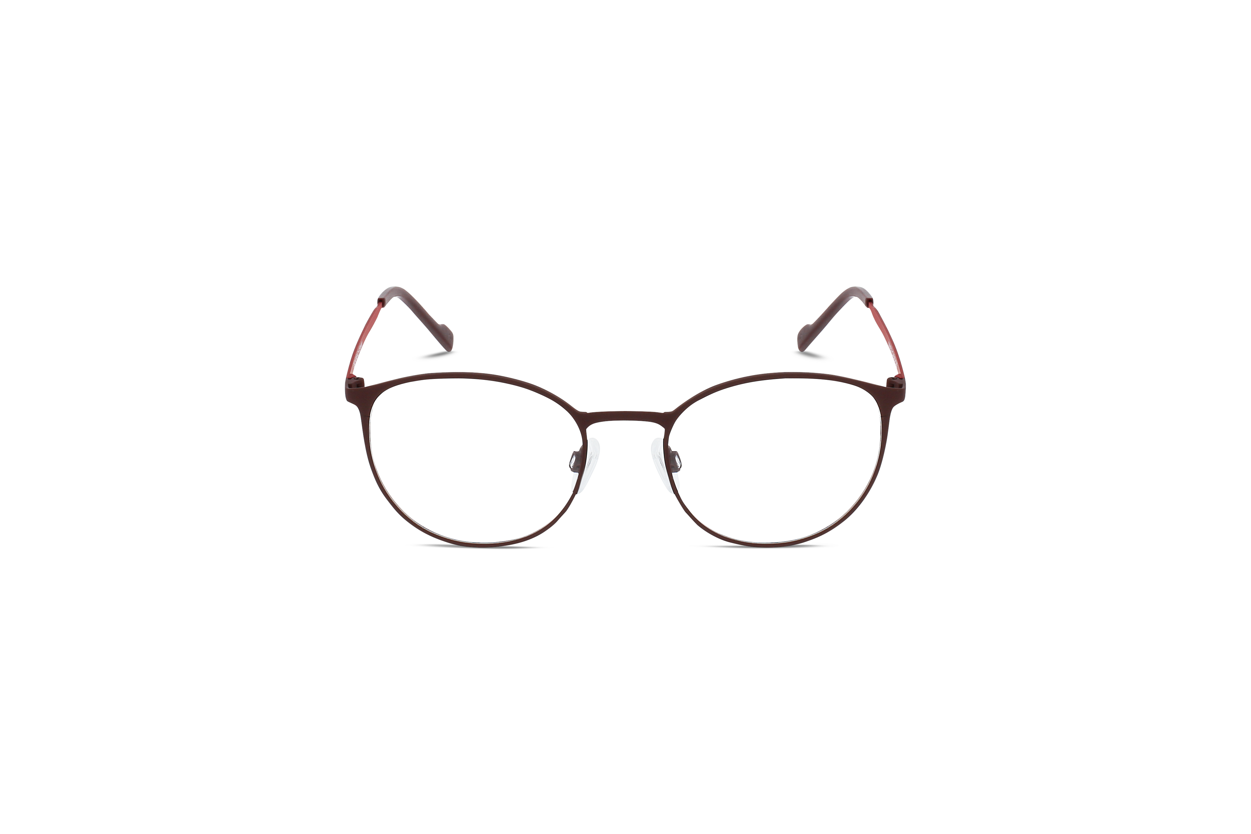 Die Brille Titanflex 820936 in Pink auf weißem Hintergrund in Frontalansicht.