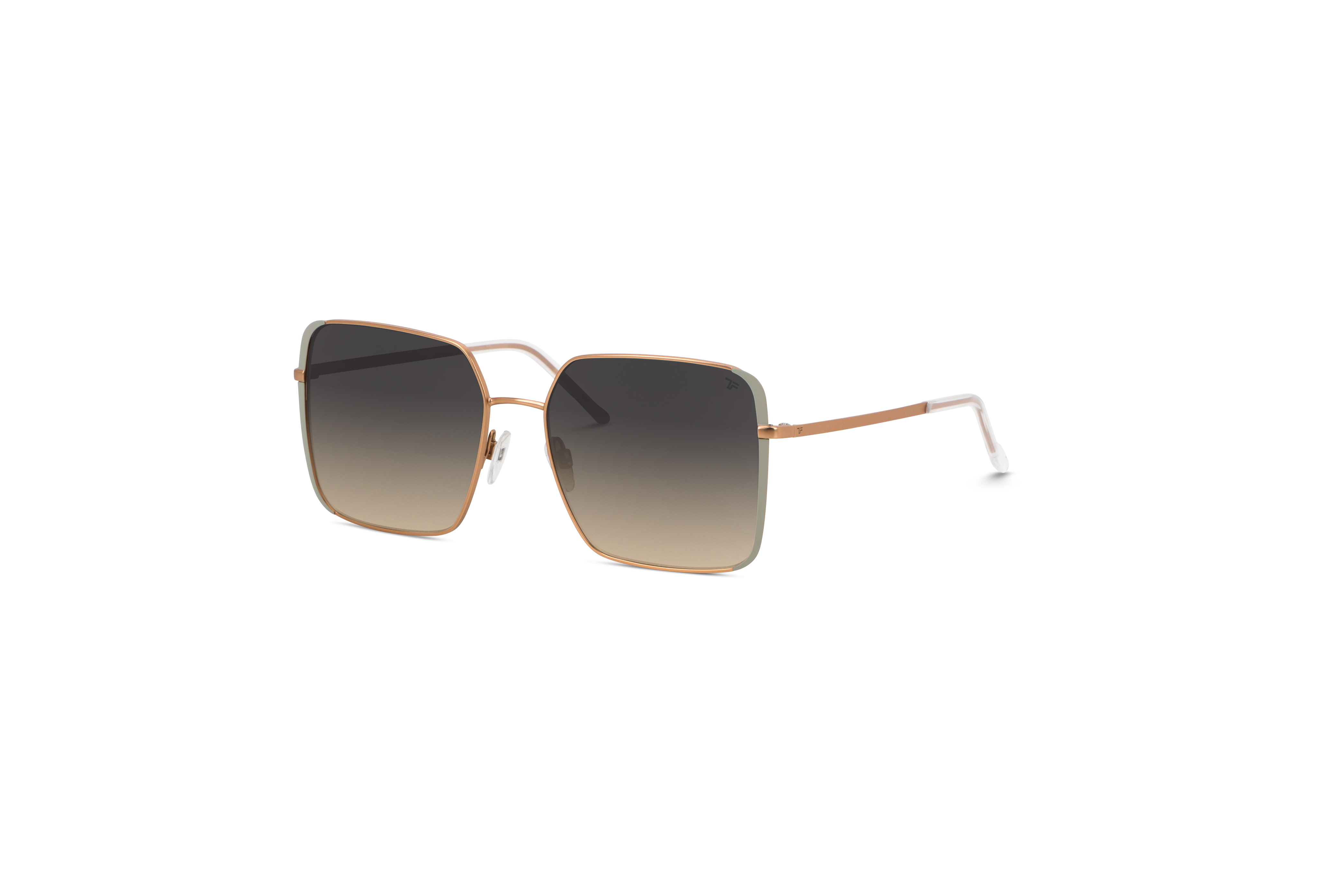 45° Ansicht der Sonnenbrille Titanflex 826701 in Gold auf weißem Hintergrund.