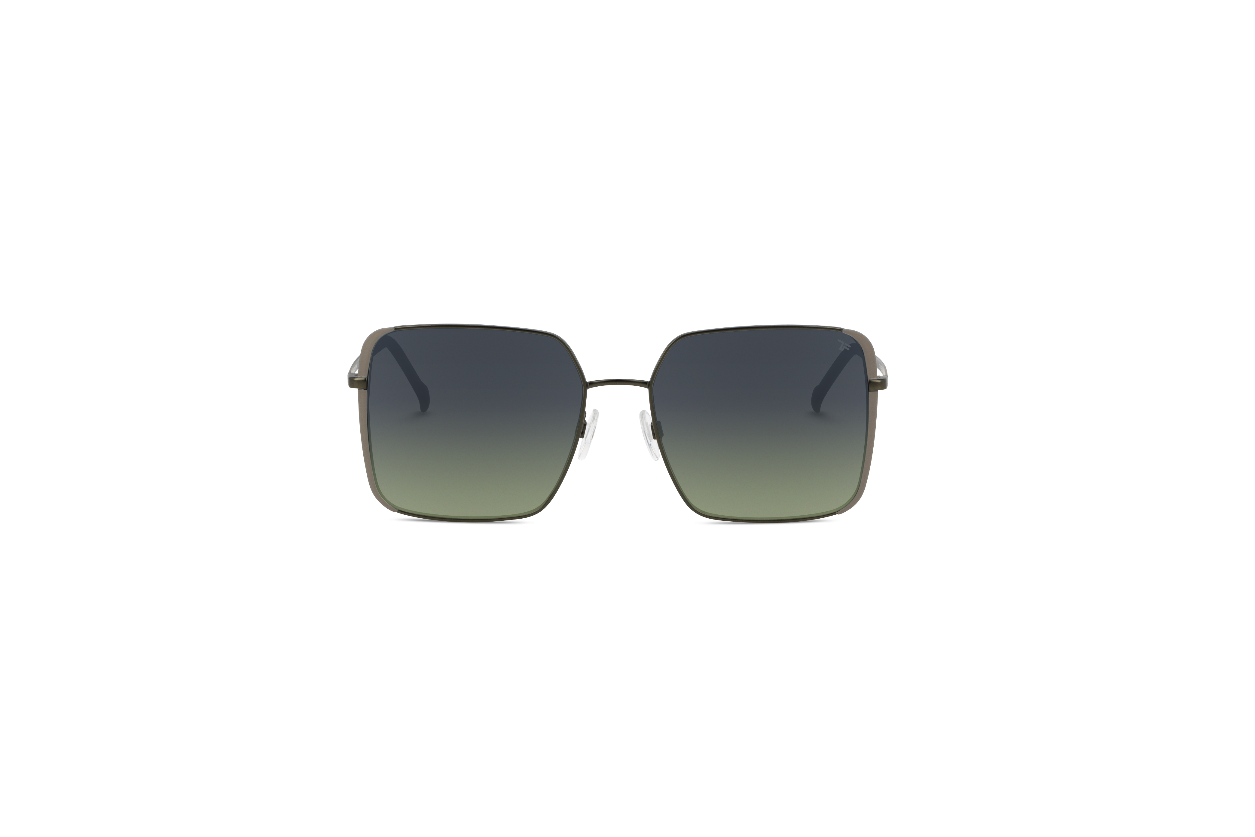 Die Sonnenbrille Titanflex 826701 in Grün auf weißem Hintergrund in Frontalansicht.