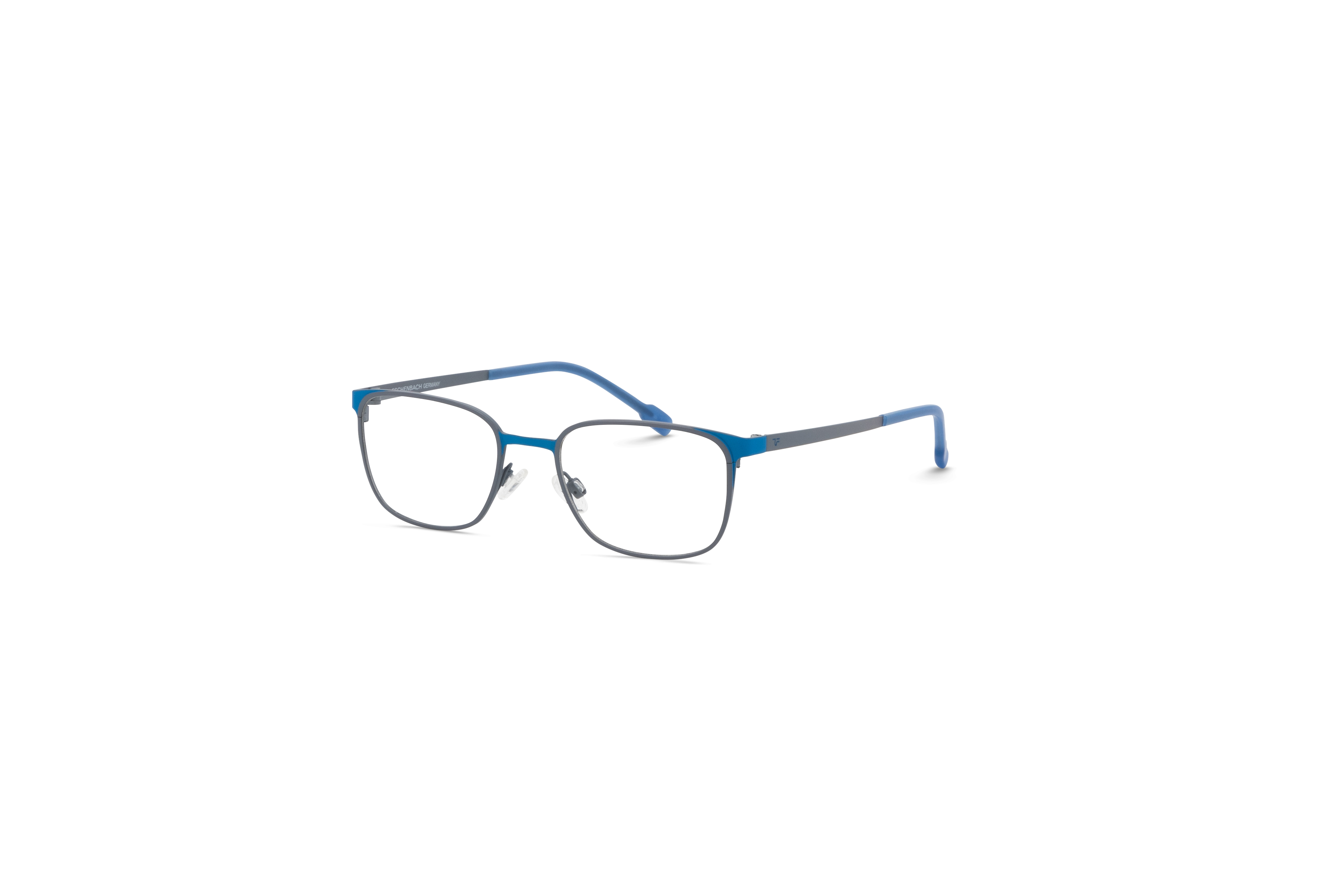45° Ansicht der Kinderbrille Titanflex Kids 830137 in Grau auf weißem Hintergrund.