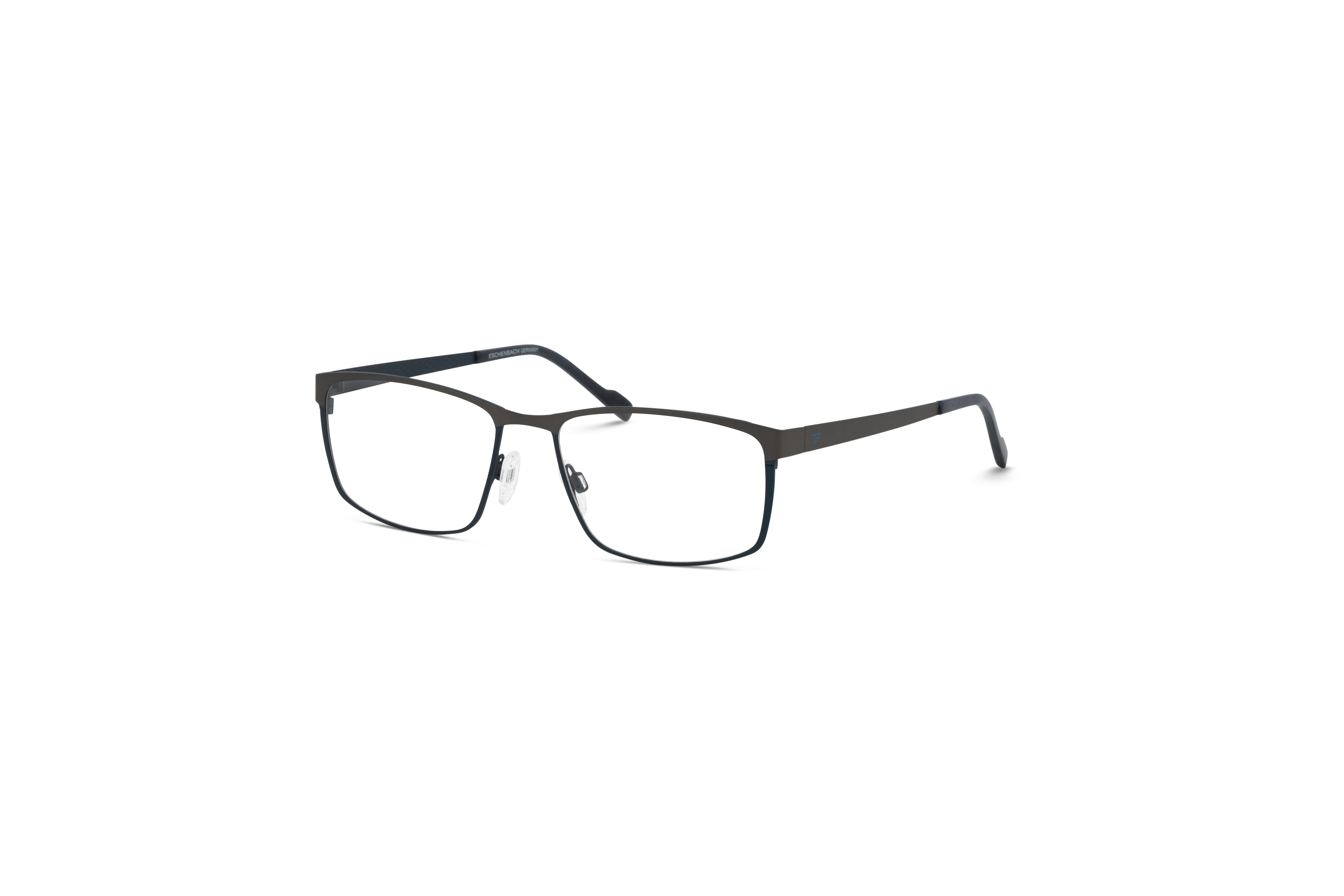 45° Ansicht der Brille Titanflex 820946 in Grau auf weißem Hintergrund.