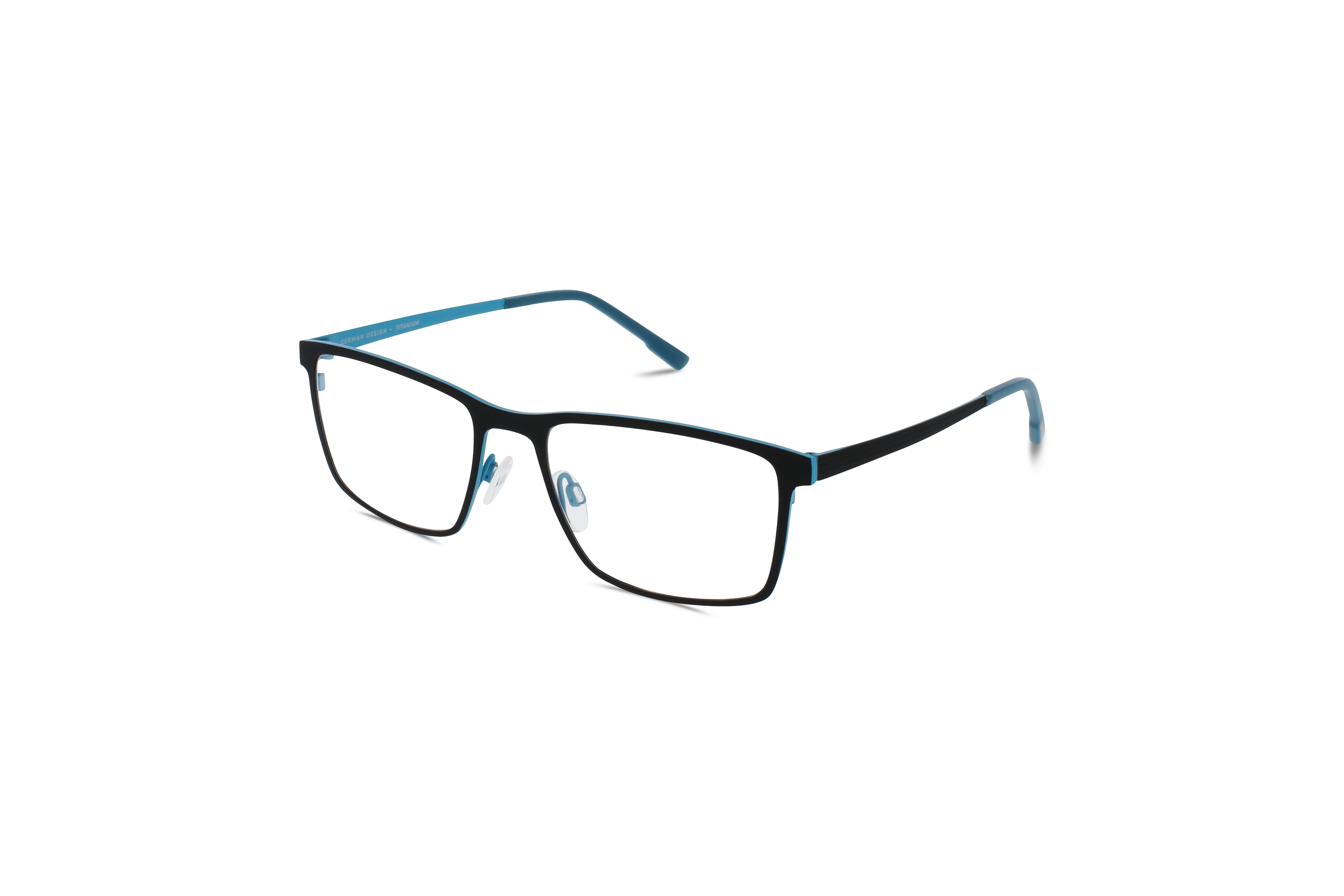 45° Ansicht der Brille Jos. Eschenbach 981087 in Schwarz auf weißem Hintergrund.