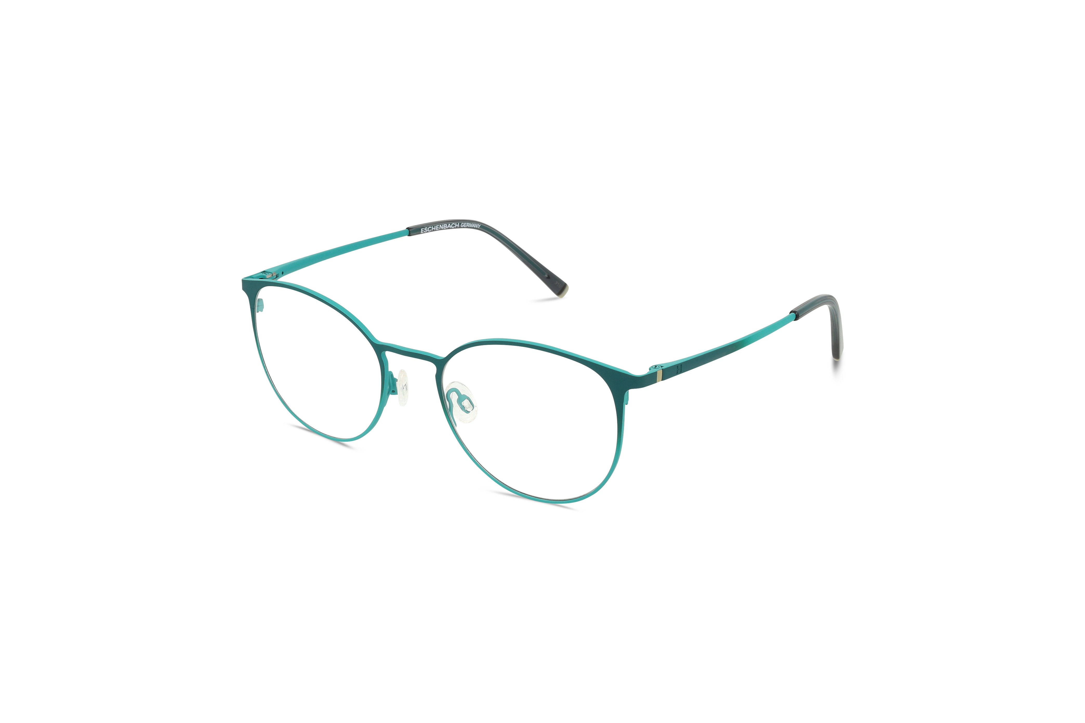 45° Ansicht der Brille Humphrey's 582382 in Türkis auf weißem Hintergrund.