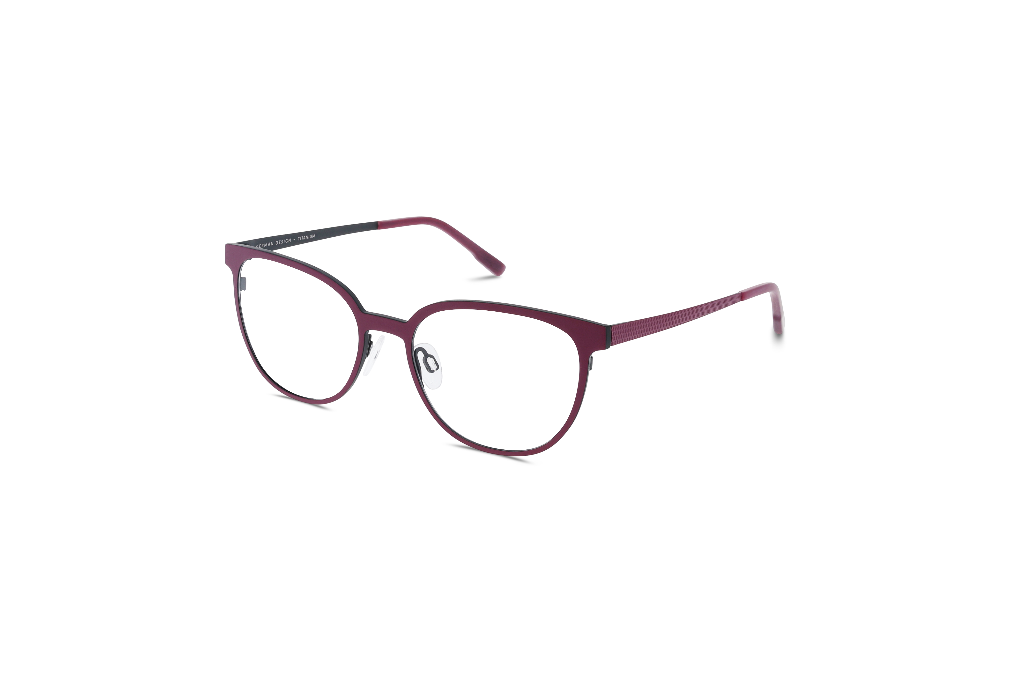 45° Ansicht der Brille Jos. Eschenbach 981099 in Violett auf weißem Hintergrund.