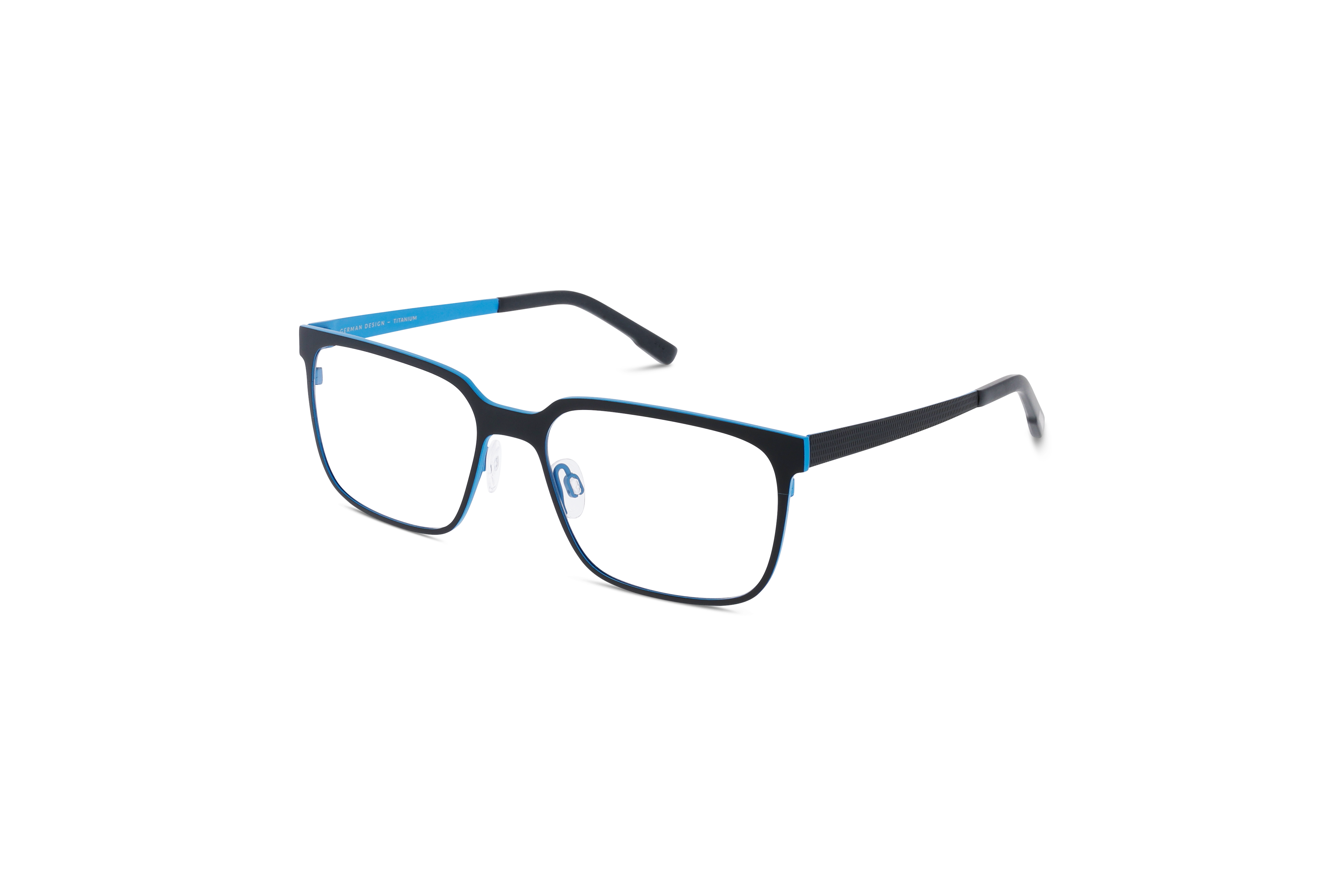 45° Ansicht der Brille Jos. Eschenbach 981096 in Schwarz auf weißem Hintergrund.