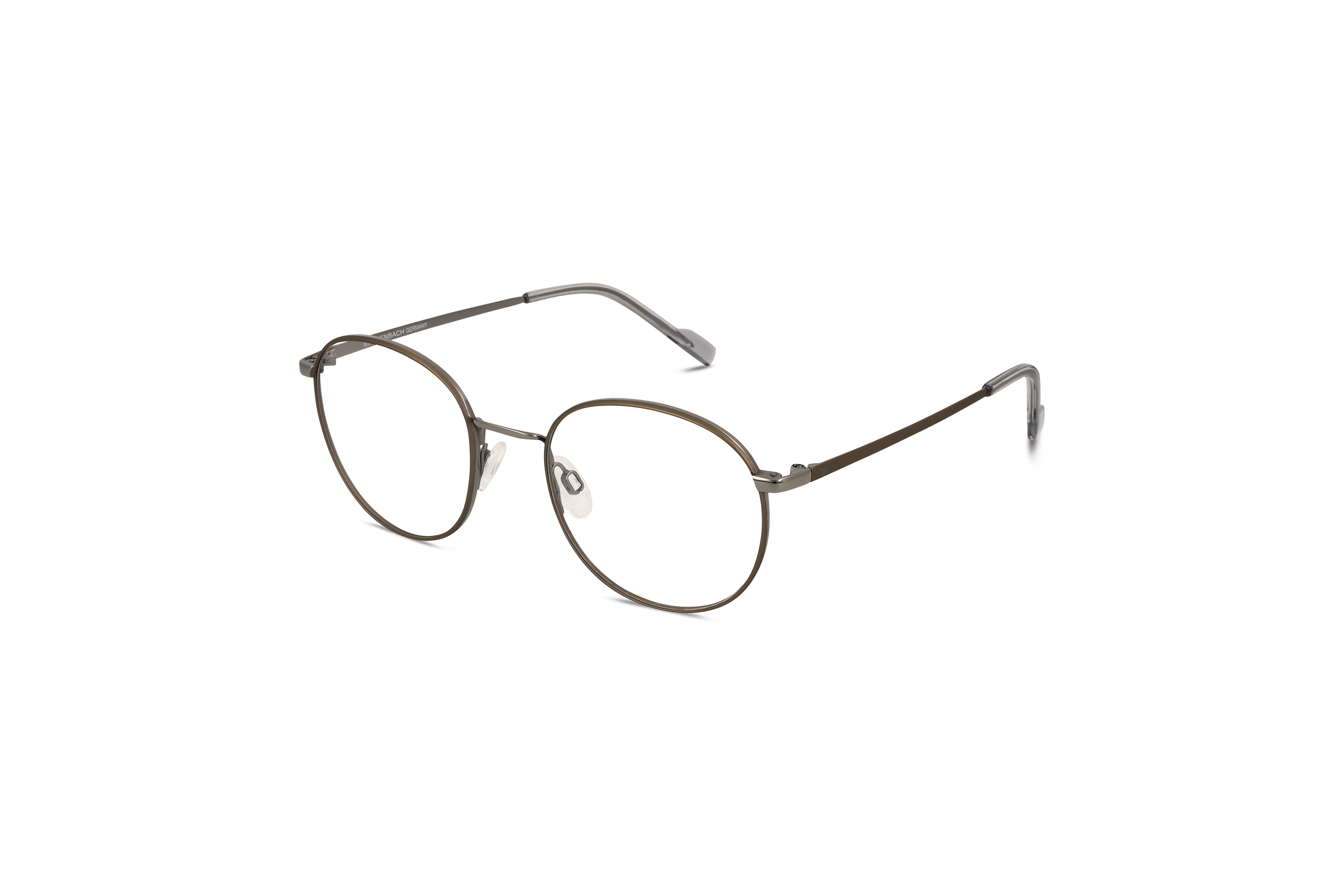 45° Ansicht der Brille Titanflex 820959 in Metallisch auf weißem Hintergrund.