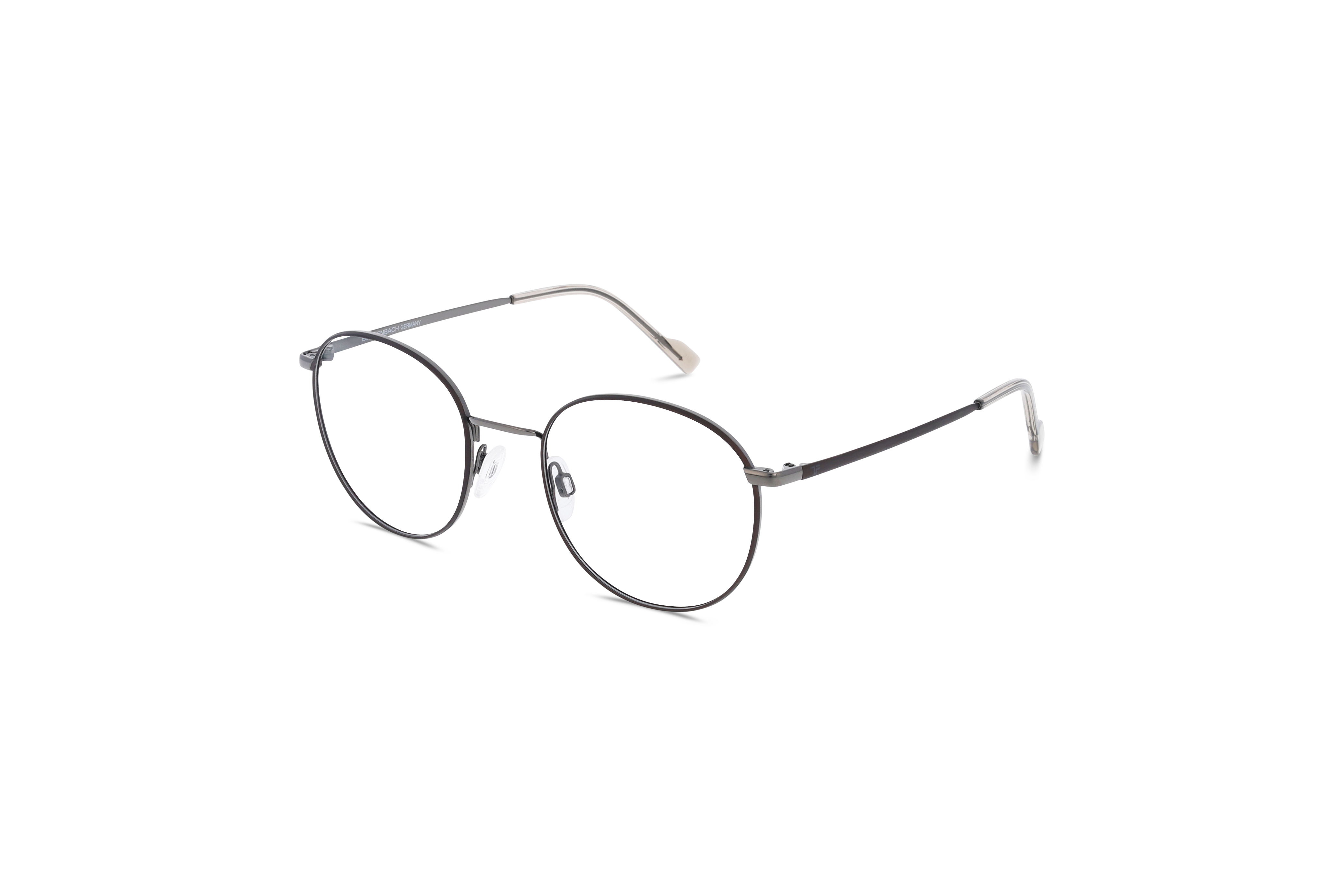 45° Ansicht der Brille Titanflex 820959 in Metallisch auf weißem Hintergrund.