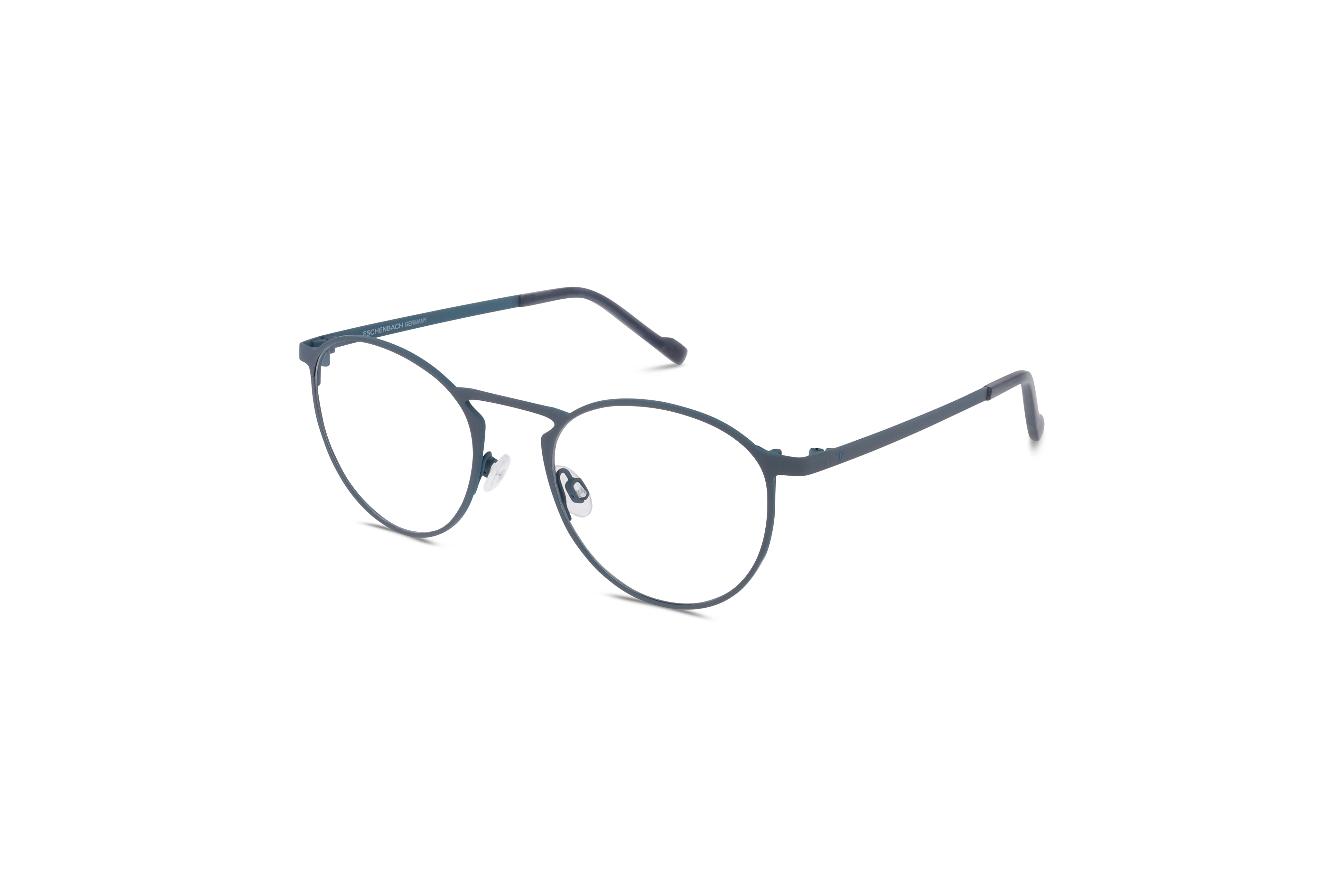 45° Ansicht der Brille Titanflex 850113 in Grau auf weißem Hintergrund.