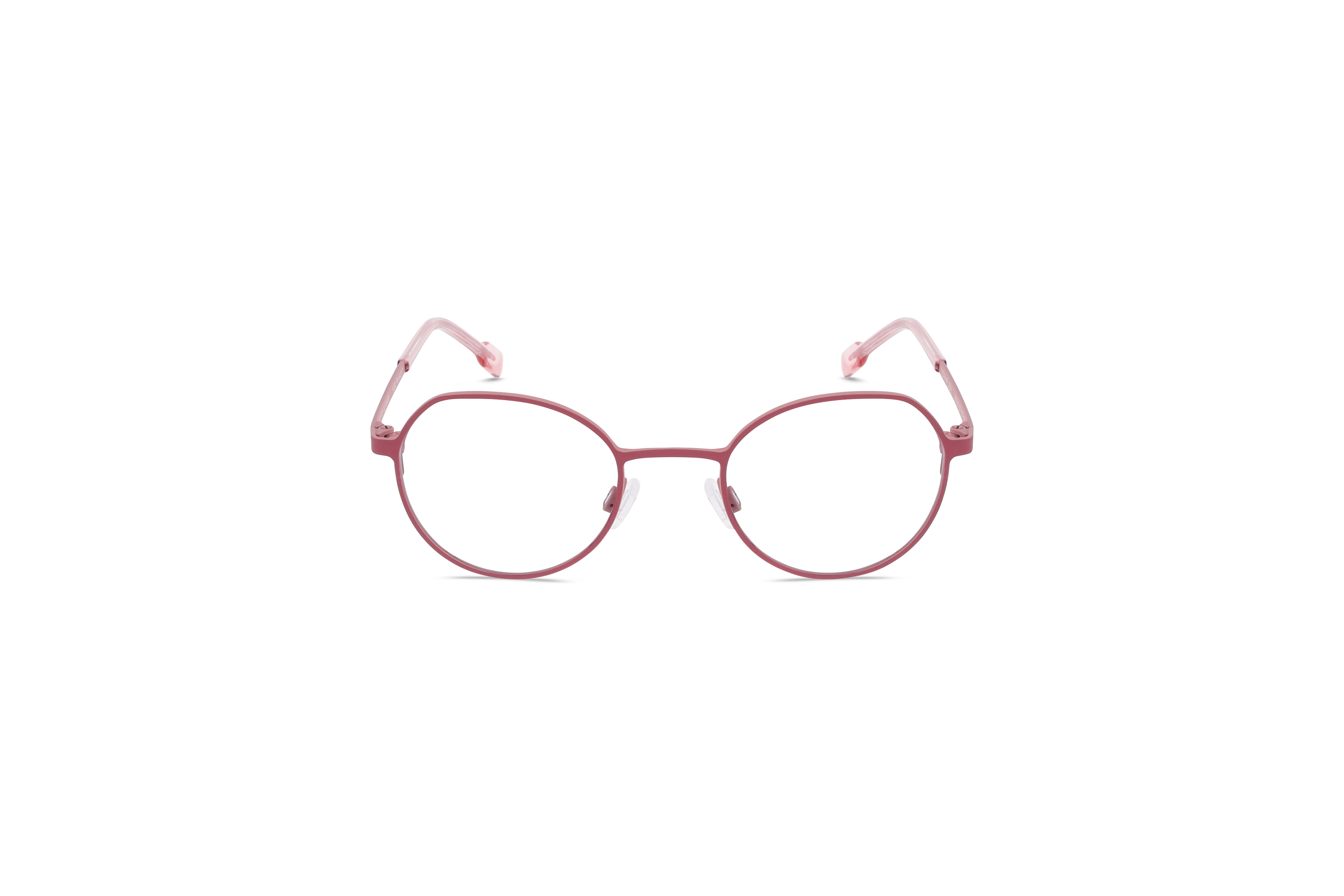 Die Kinderbrille Titanflex Kids 830145 in Pink auf weißem Hintergrund in Frontalansicht.