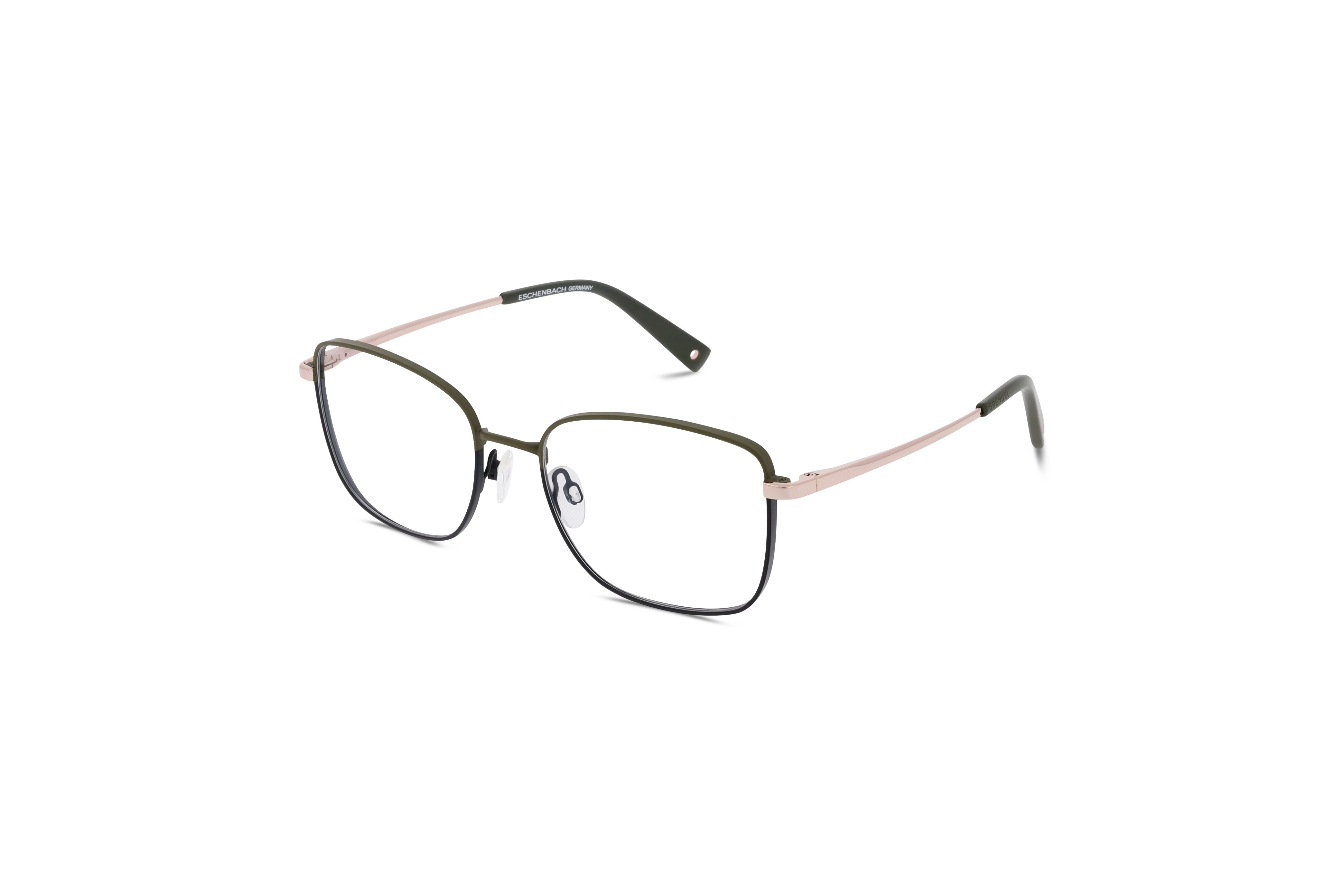 45° Ansicht der Brille Brendel 902433 in Grün auf weißem Hintergrund.
