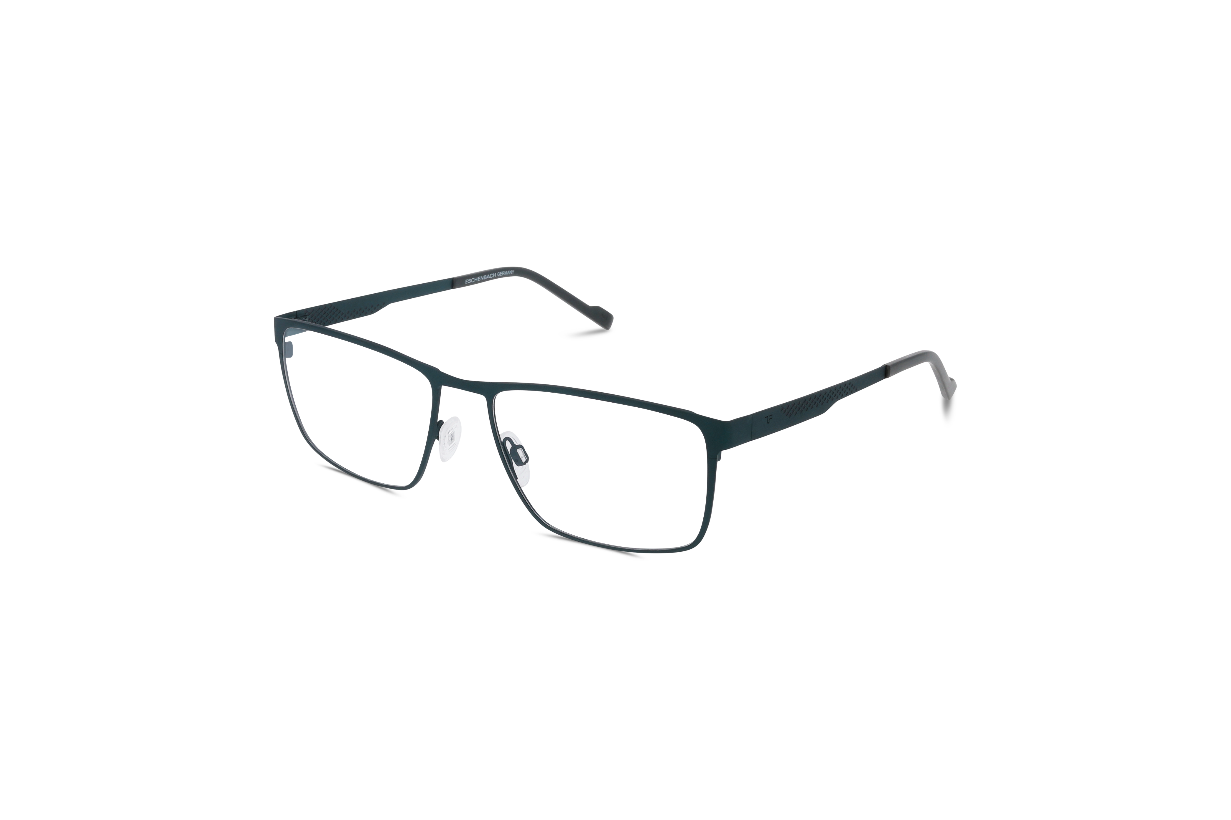 45° Ansicht der Brille Titanflex 820971 in Grün auf weißem Hintergrund.