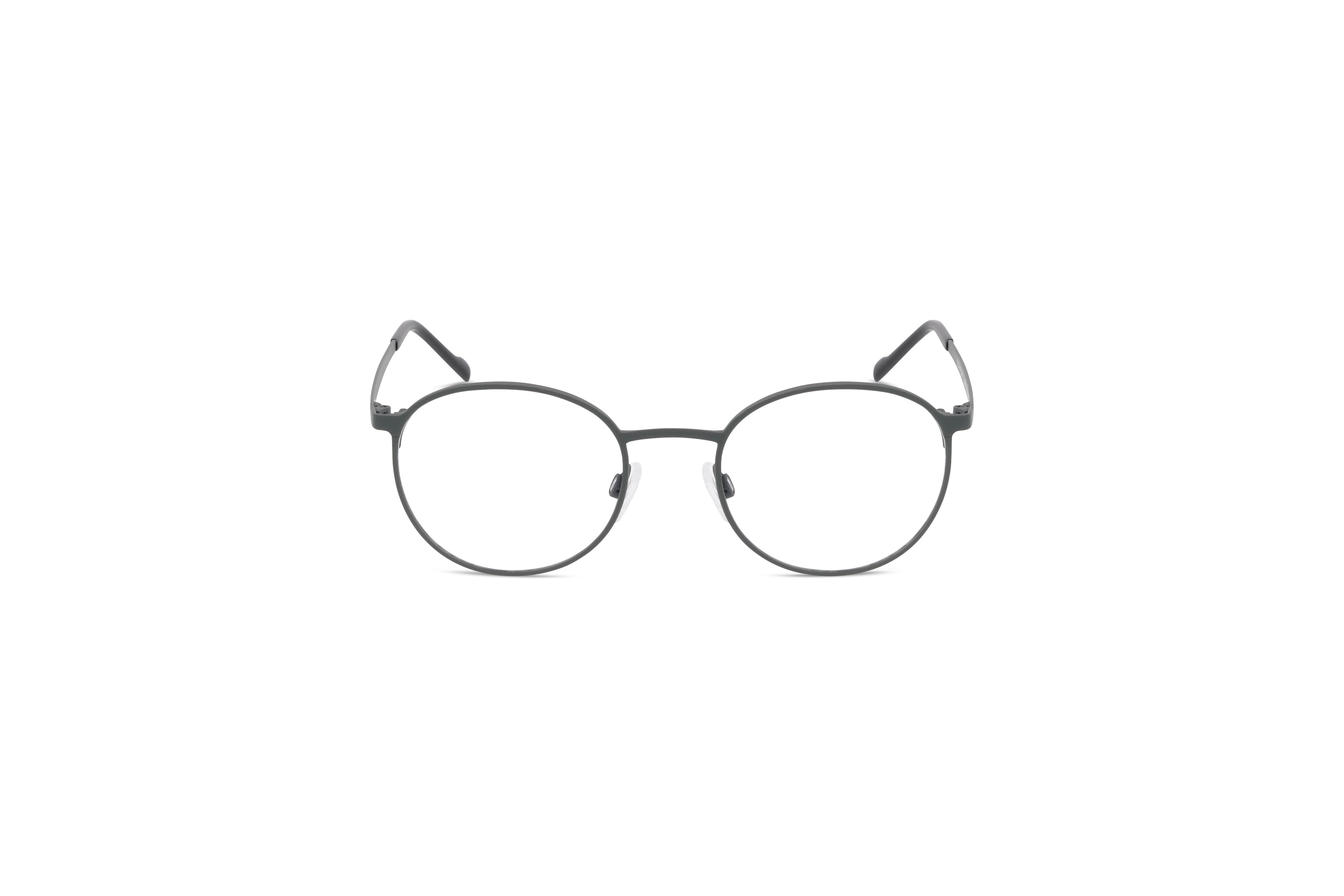 Die Brille Titanflex 820980 in Grau auf weißem Hintergrund in Frontalansicht.