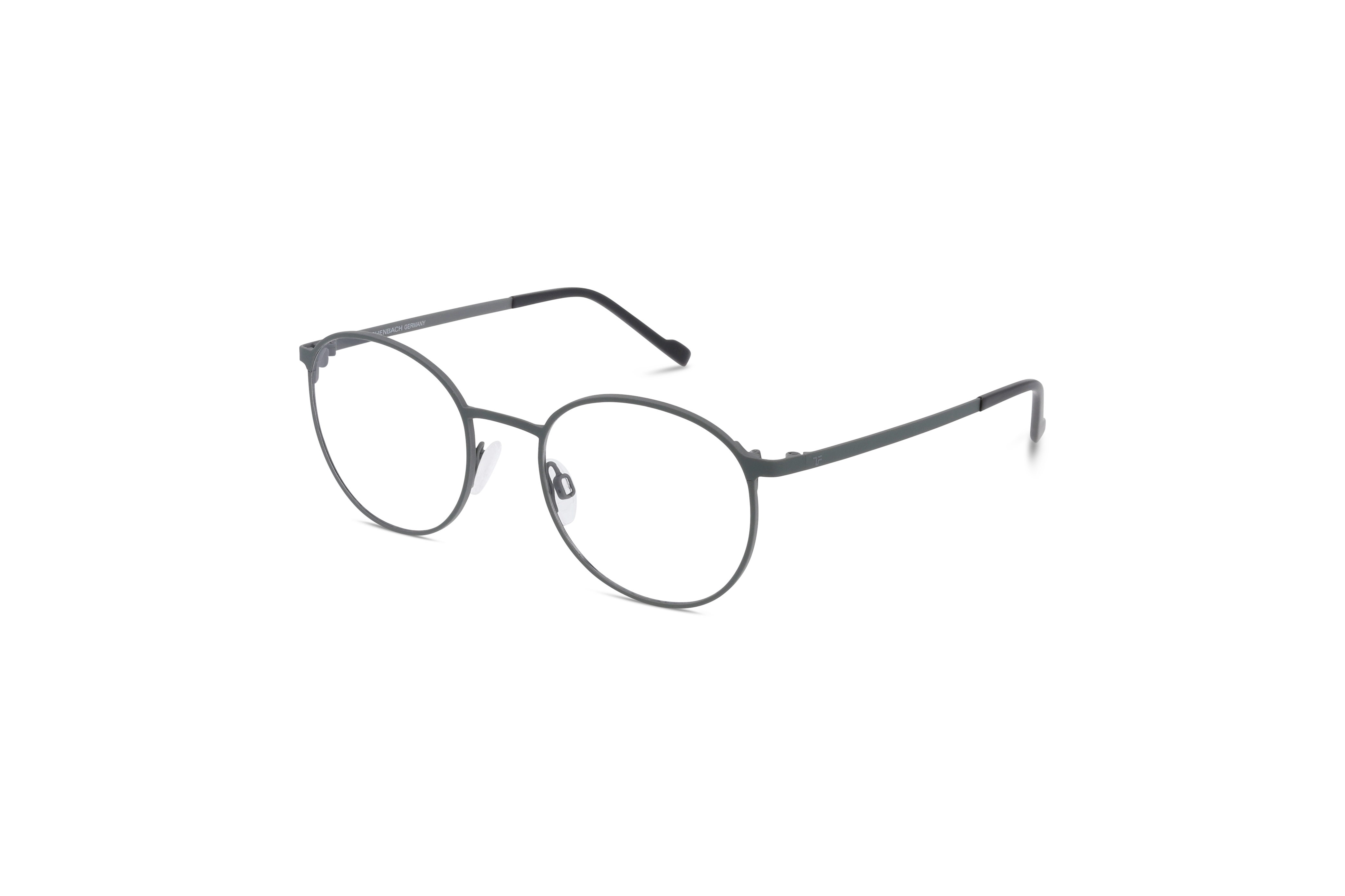 45° Ansicht der Brille Titanflex 820980 in Grau auf weißem Hintergrund.