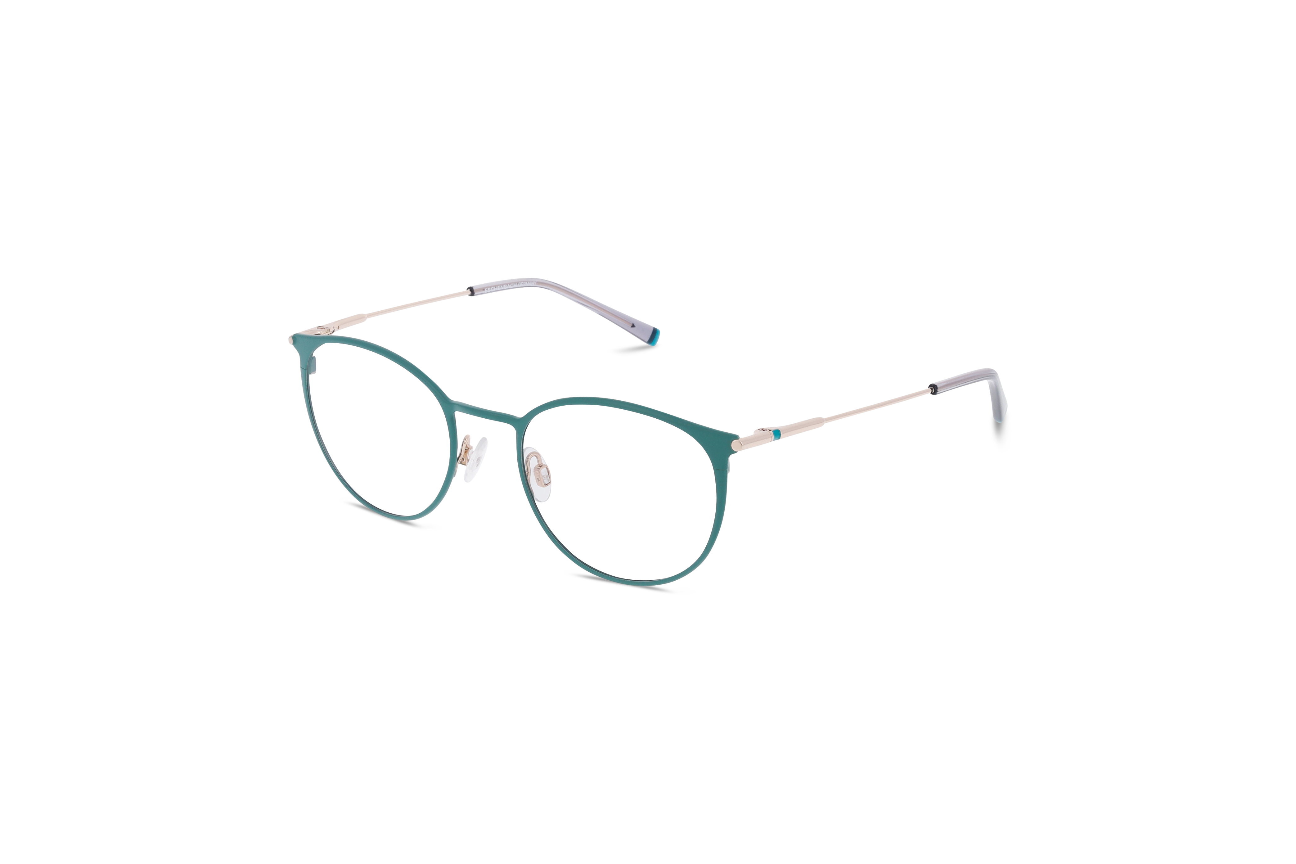 45° Ansicht der Brille Humphrey's 582405 in Türkis auf weißem Hintergrund.