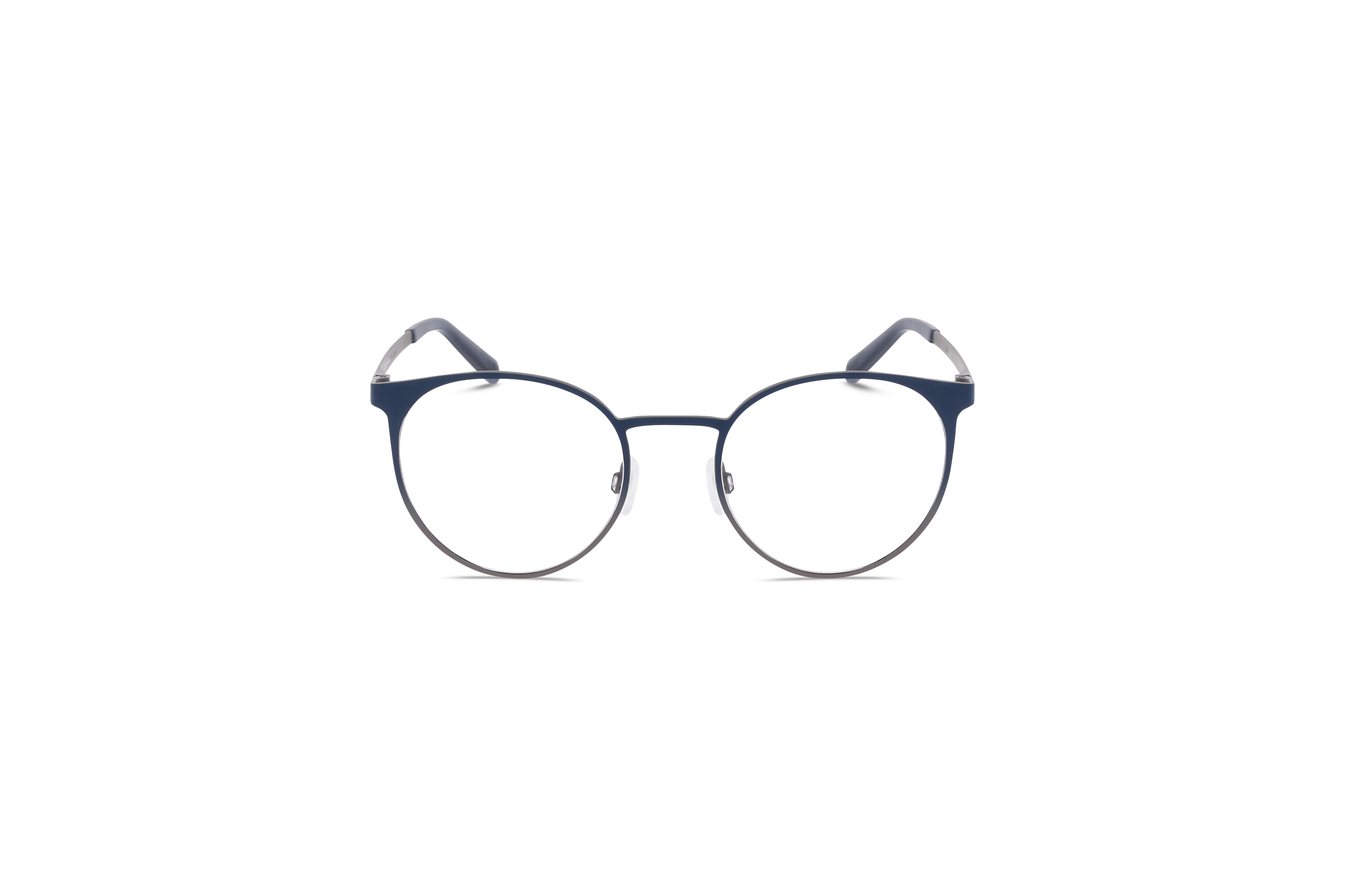 Die Brille Freigeist 862062 in Blau auf weißem Hintergrund in Frontalansicht.